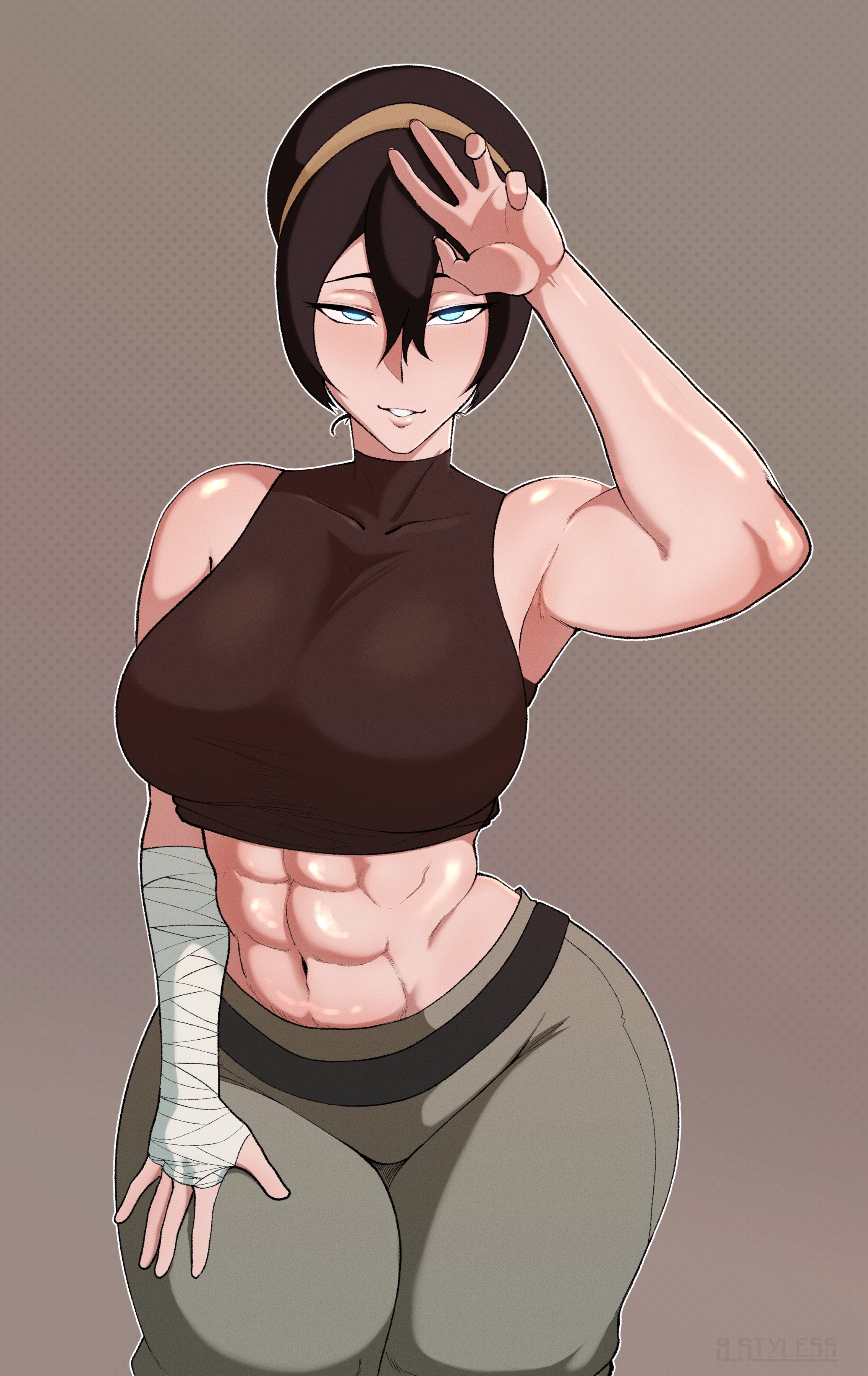 1girls, 9 styless, abs, adult, adult female, aged up, athletic, athletic female, avatar legends, avatar the last airbender, big breasts, big thighs, female, female only, muscle mommy, muscles, muscular, muscular female, tagme, toph bei fong