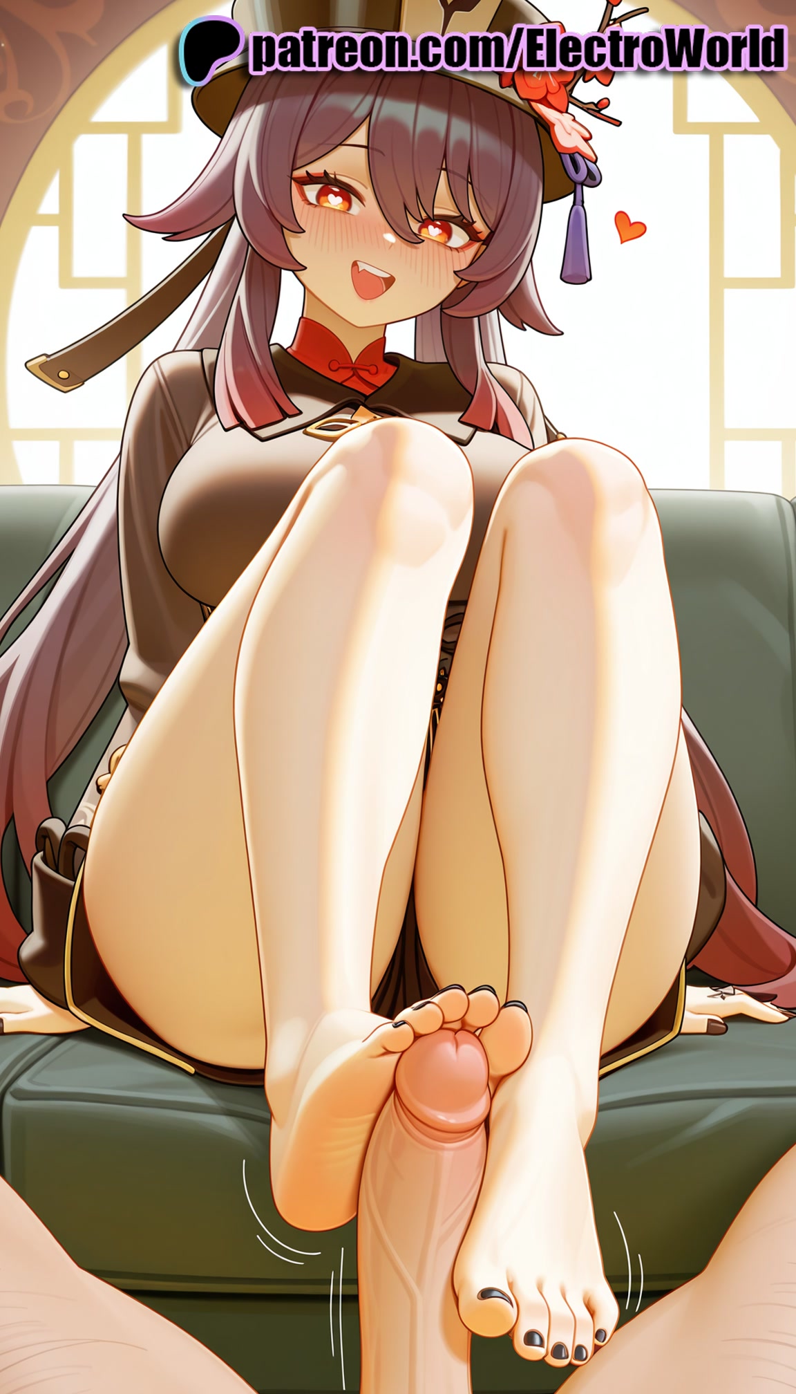 1boy, 1girls, 2026, ai generated, artist name, barefoot, blush, cock, dick, electroworld, feet, feet fetish, female, foot fetish, foot play, footjob, genshin impact, hat, hi res, high quality, high resolution, highres, hu tao (genshin impact), long hair, open mouth, patreon, patreon username, penis, smile, solo focus, stable diffusion, straight, toejob, toenails, toes, twintails, watermark