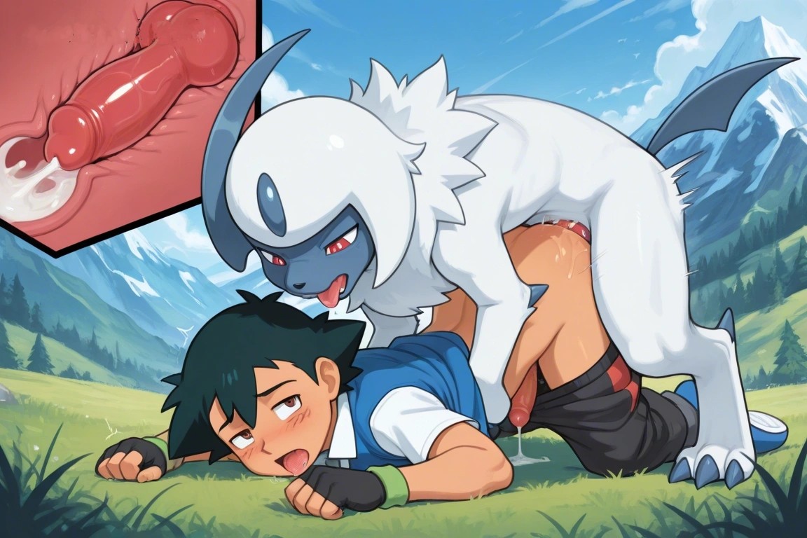 absol, ai generated, all fours, anal, anal sex, ash ketchum, cum, cum in ass, cum inside, cumming from anal sex, cumming together, doggy style, elliota1991, feral on human, feral on male, feral penetrating human, gay, gay anal, gay male, gay sex, internal, internal anal, internal cumshot, internal view, interspecies, knot, knotted, knotted penis, knotting, mobians.ai, pokemon, pokemon (species), pokemon on human, pokemon on male, pokephilia, satoshi (pokemon), zoophilia