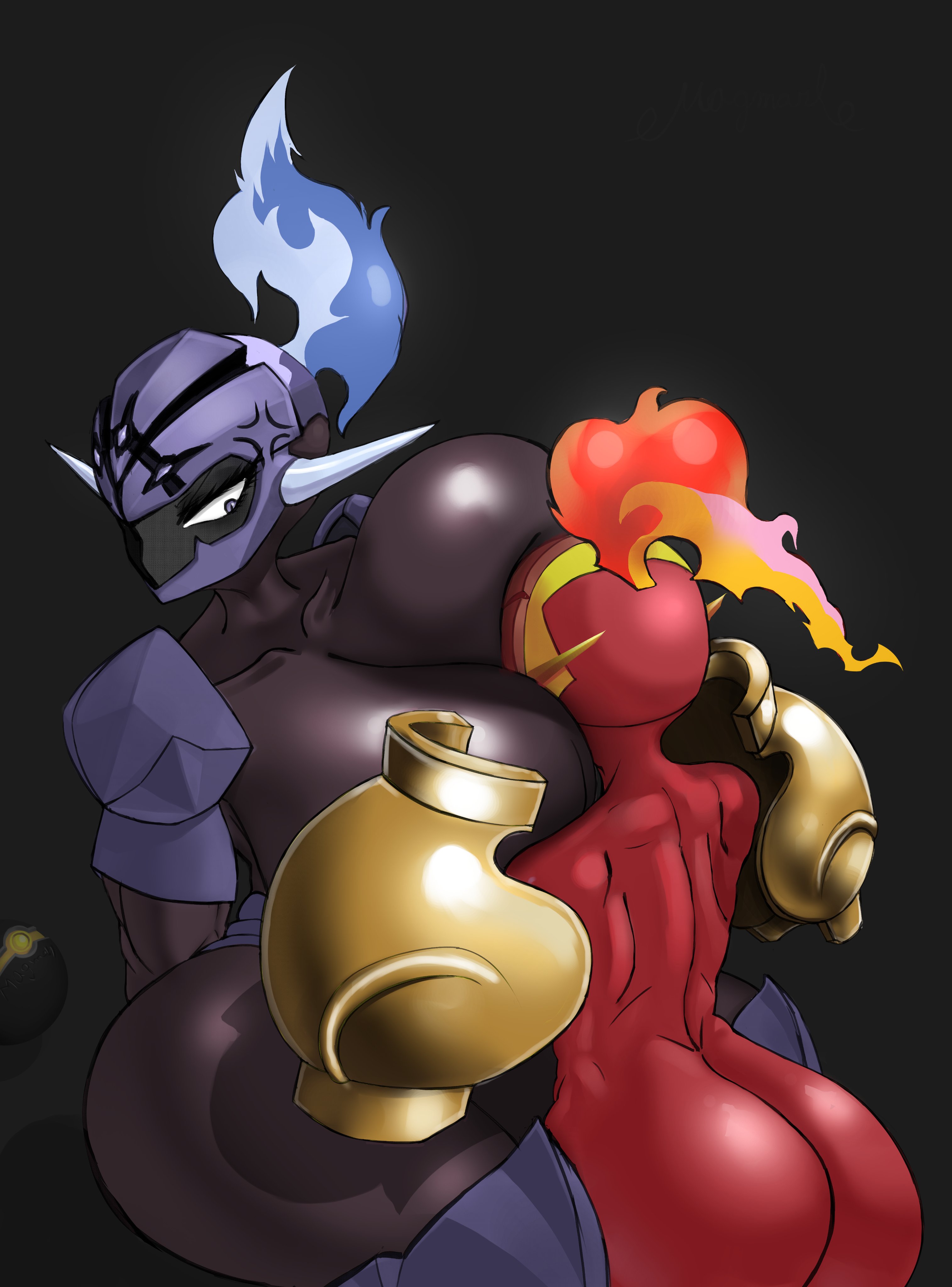 armarouge, armor, ass, ass bigger than head, ass cleavage, ass crack, ass focus, ass visible through thighs, big breasts, breast press, breast squeeze, breasts, breasts bigger than head, breasts out, butt crack, butt focus, ceruledge, face in breasts, huge ass, huge butt, huge thighs, hyper ass, hyper breasts, hyper butt, hyper thighs, magmarl, massive ass, massive boobs, massive breasts, massive butt, massive thighs, pokemon, pokemon (species), pokemon only, pokemon sv, snuggle, thick, thick ass, thick butt, thick hips, thick legs, thick thighs, thighs, thighs bigger than head, thighs bigger than torso, yuri