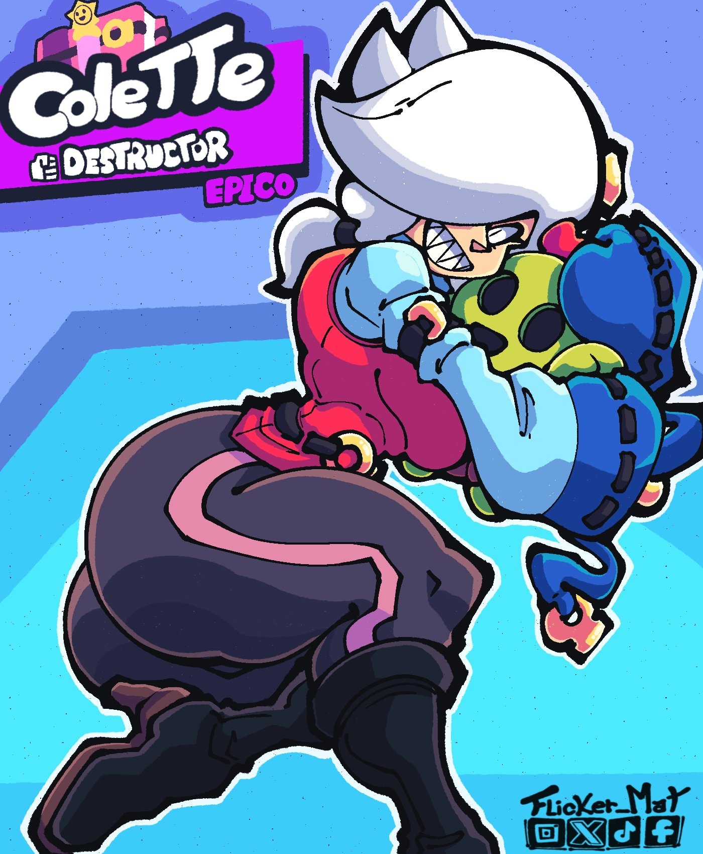 brawl stars, clothed, colette (brawl stars), flickermat, lying, sfw