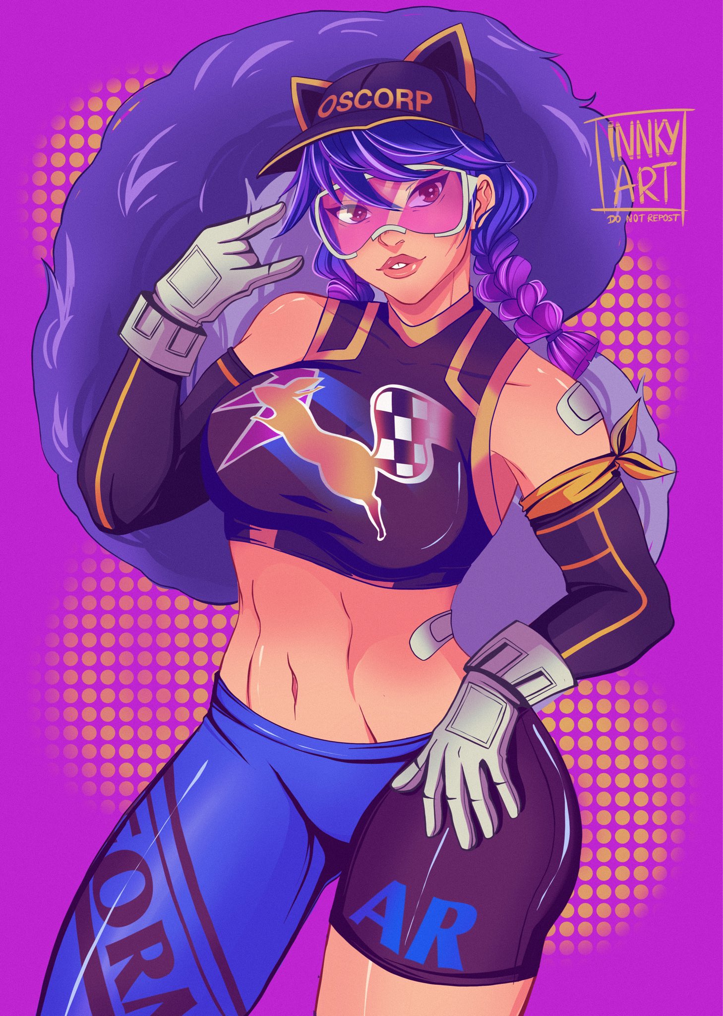belly button, big breasts, breasts, crop top, female, female only, glasses, gloves, hat, innkyart, leggings, marvel, marvel rivals, midriff, navel, oscorp, sfw, skin tight pants, solo, solo female, squirrel girl (marvel rivals), squirrel girl (marvel), squirrel girl (turbo tailwind), squirrel tail, tail