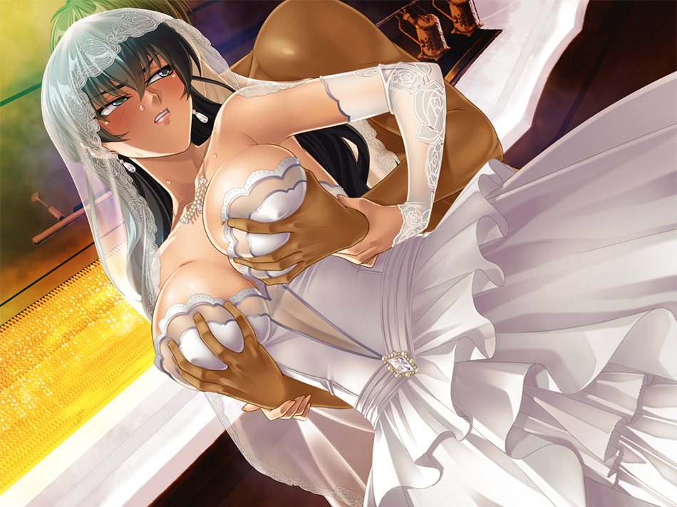 breasts, female, igawa asagi, kagami hirotaka, taimanin asagi battle arena, wedding dress