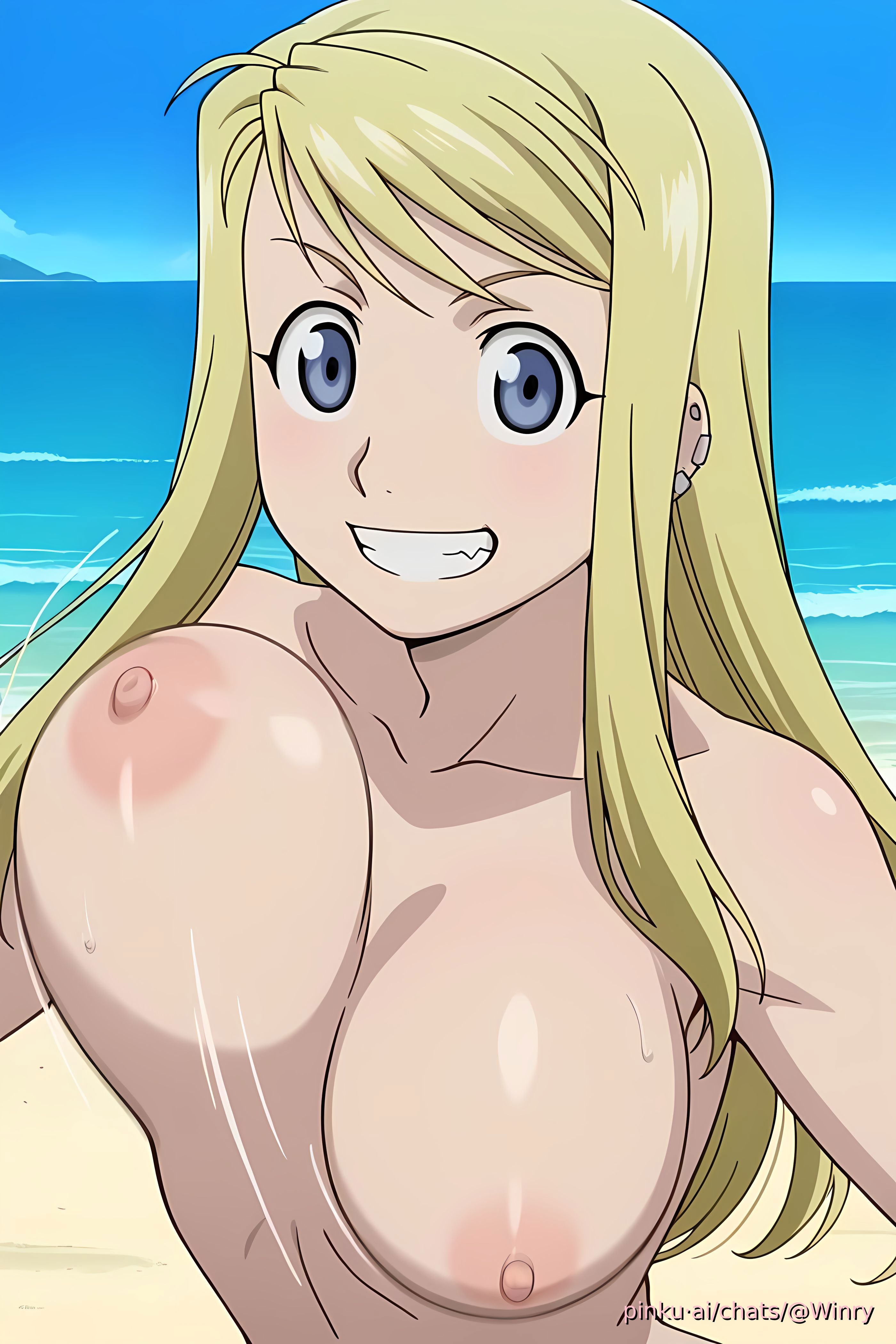 ai generated, aichat, blush, female, fullmetal alchemist, fullmetal alchemist brotherhood, goddess, hd, pinku, pinku ai, pinku.ai, pinkuai, sexy, uncensored, winry rockbell