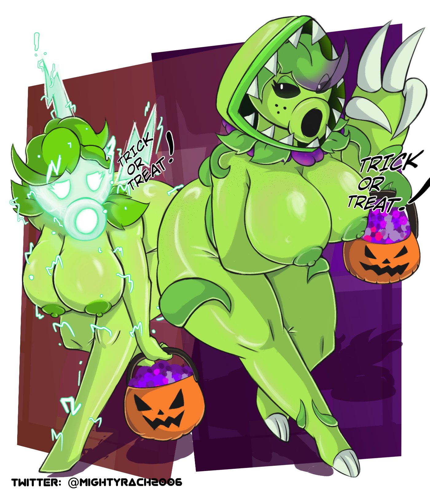 1girls, anthro, anthrofied, ass, breasts, electric peashooter (pvz), female, flora fauna, mighty dx, peashooter (pvz), plant, plant girl, plant humanoid, plantie, plants vs zombies, plants vs. zombies, popcap games, pussy, snap pea (pvz)