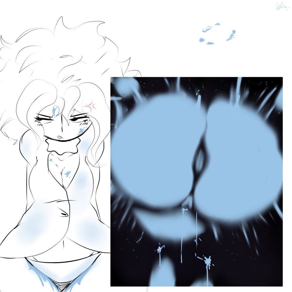 annoyed, ass, ass print, big ass, blue paint, canvas, embarrassed, female, giygal, mole under eye, morag (the loud house movie), nickelodeon, paint on body, paint splatter, the loud house, the loud house movie