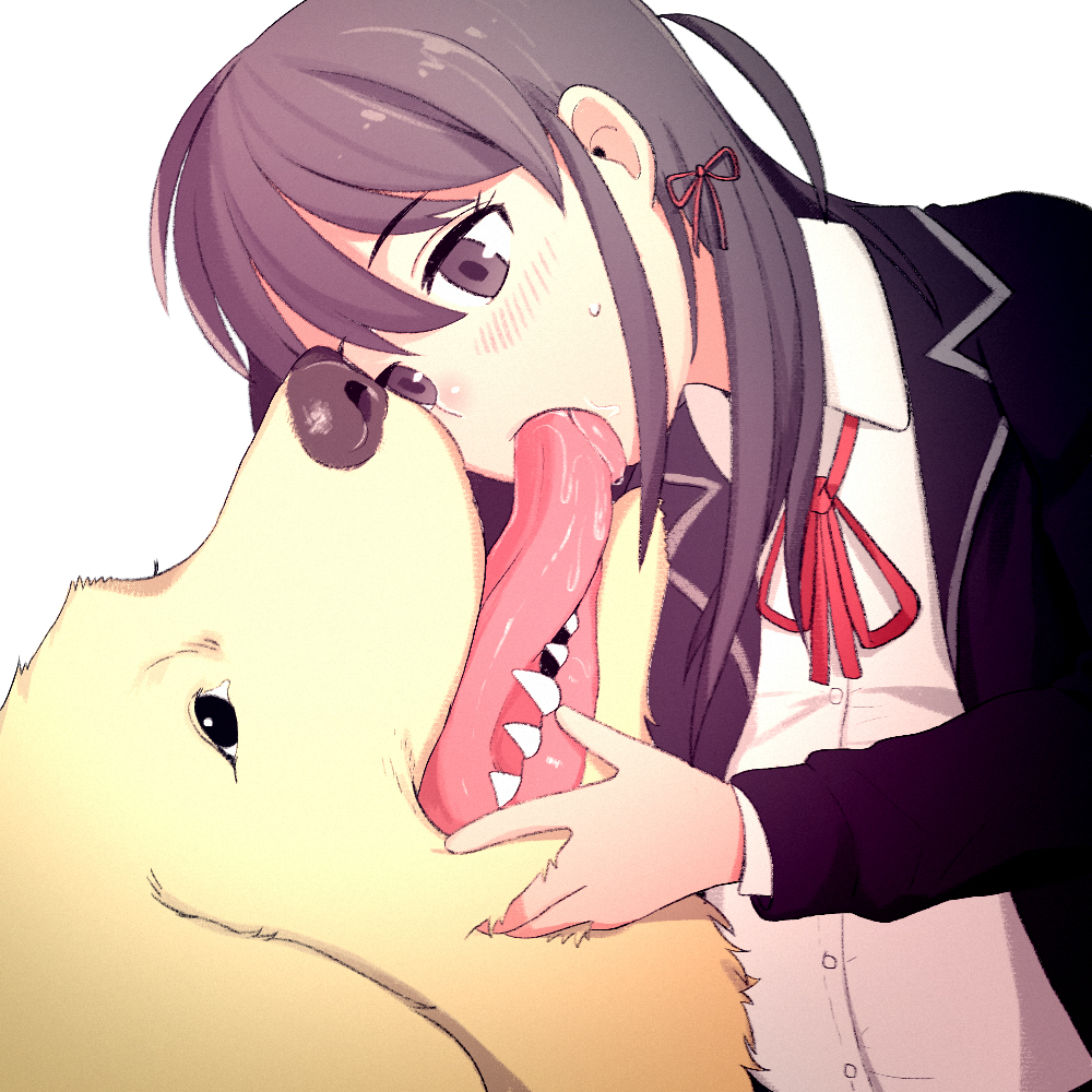 1boy, 1girls, bestiality, black hair, blush, canine, extreme french kiss, female, female human, feral, human, human female, human female on feral male, husband, husband and wife, interspecies, kissing, male, male/female, married couple, married female, married male, married to feral, monamin, my teen romantic comedy snafu, part 1, part of a set, tagme, thomas hewitt, wife, wife and husband, yukinoshita yukino, zoophilia