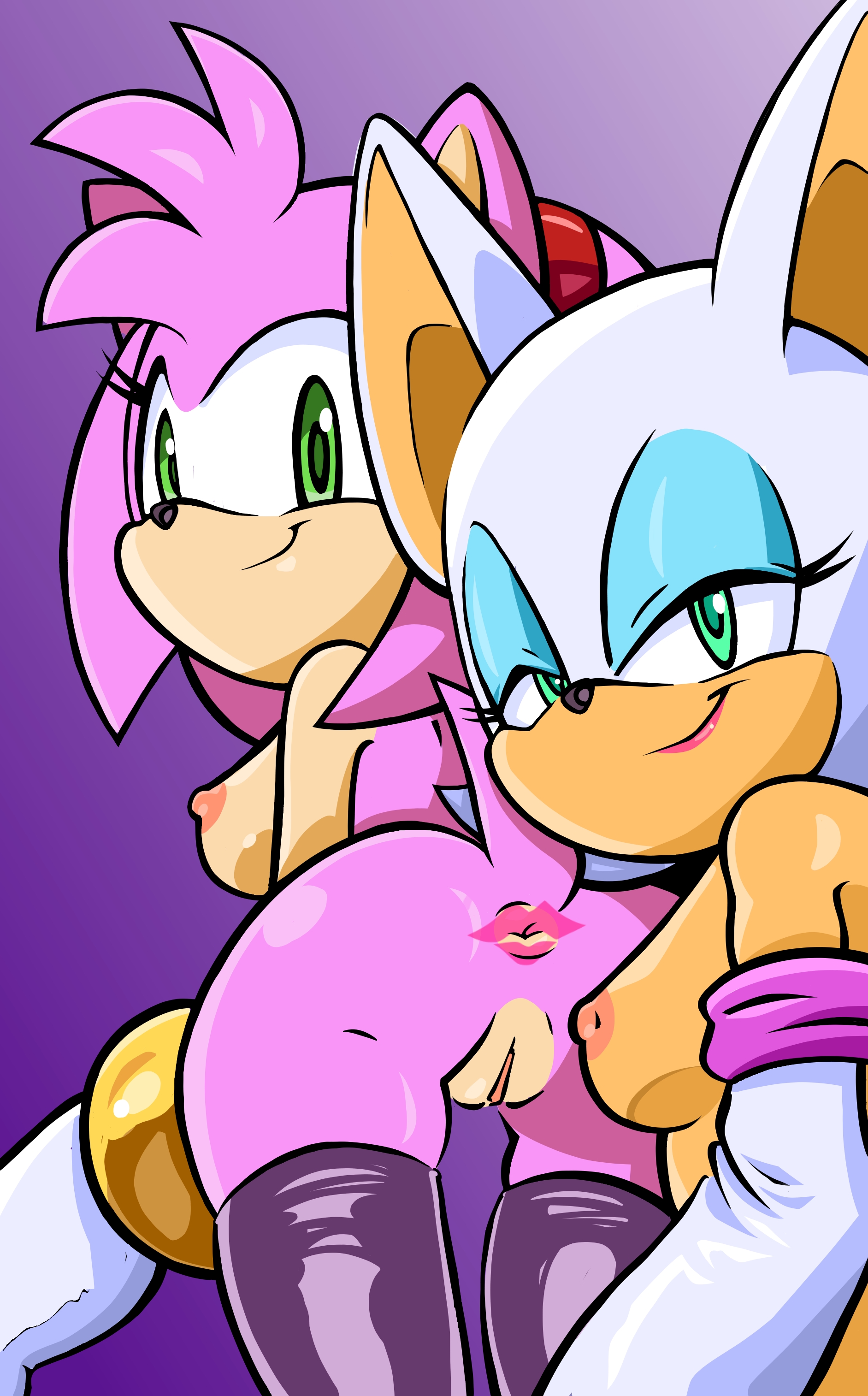 2girls, amy rose, anus, ass, female, female/female, furry, kiss mark, kiss mark on anus, lipstick, pussy, randomguy999, rimming, rouge the bat, sega, sonic (series), yuri