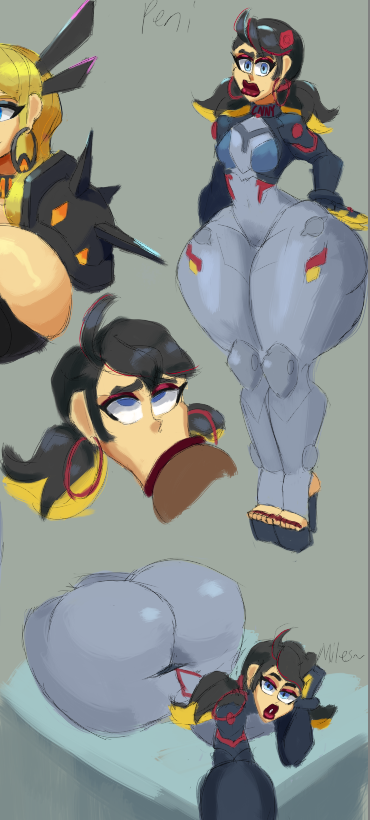 bimbo, bimbo lips, cobaltbluetea, dark-skinned male, fellatio, huge ass, huge thighs, marvel, marvel comics, marvel rivals, peni parker, peni parker (marvel rivals), tagme, thick thighs