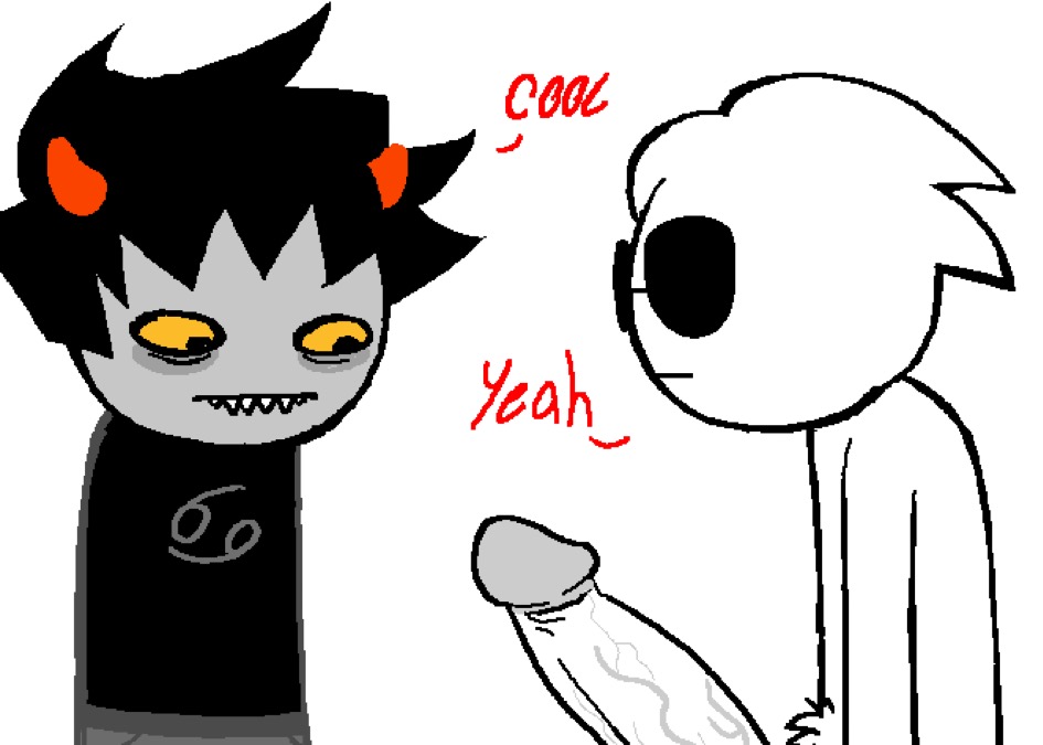 2boys, clothed, cock, dave strider, gay, homestuck, karkat vantas, male, no sex, penis, thick penis, trollcall
