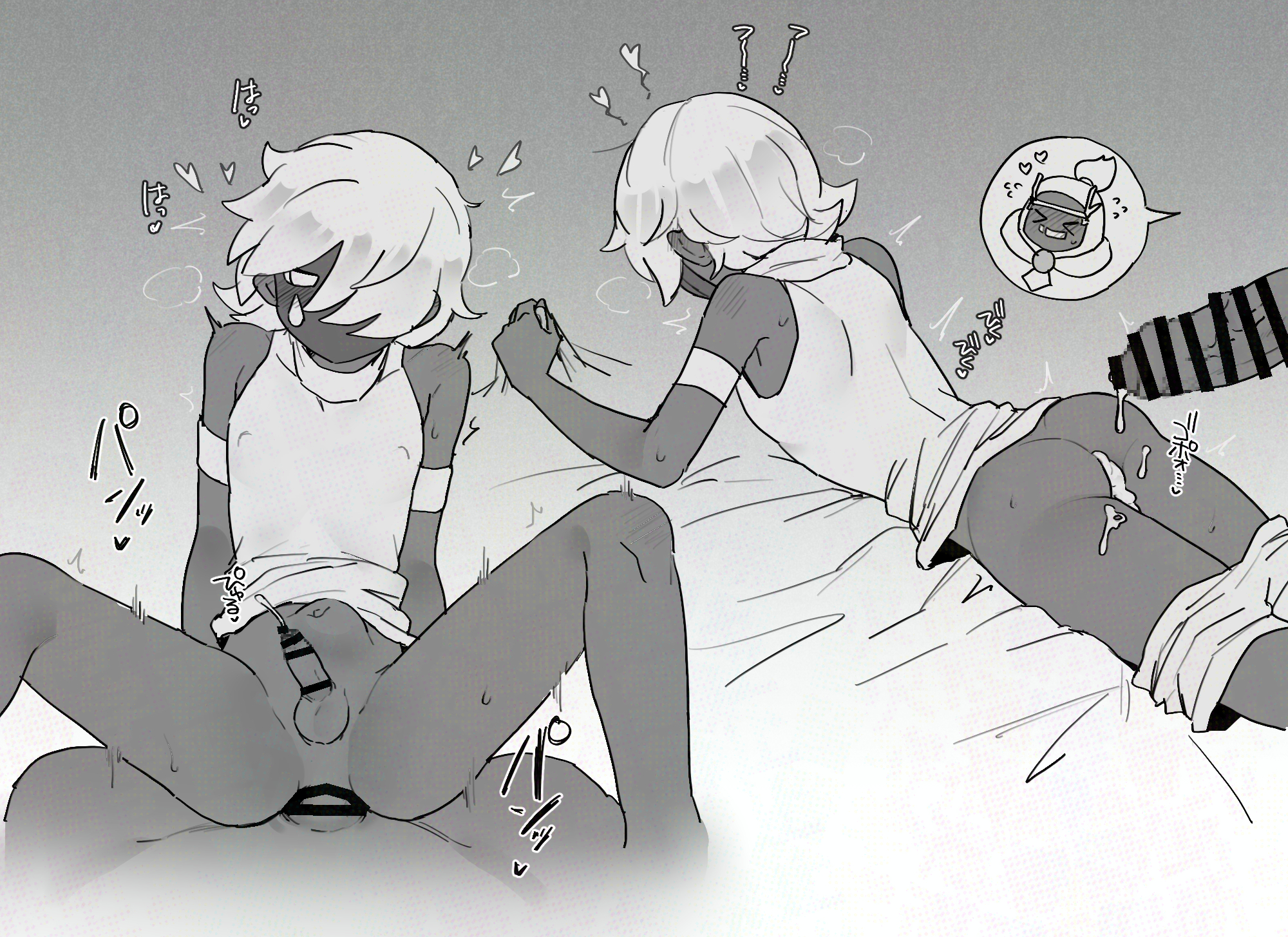 after sex, age difference, anal, anal sex, anon, anus, big penis, censor bar, censored, cum, cum in ass, cute, femboy, gay, mask, masked, pov, size difference, sky children of the light, sky cotl, sky: children of the light, skykid, small penis, twink, yaoi
