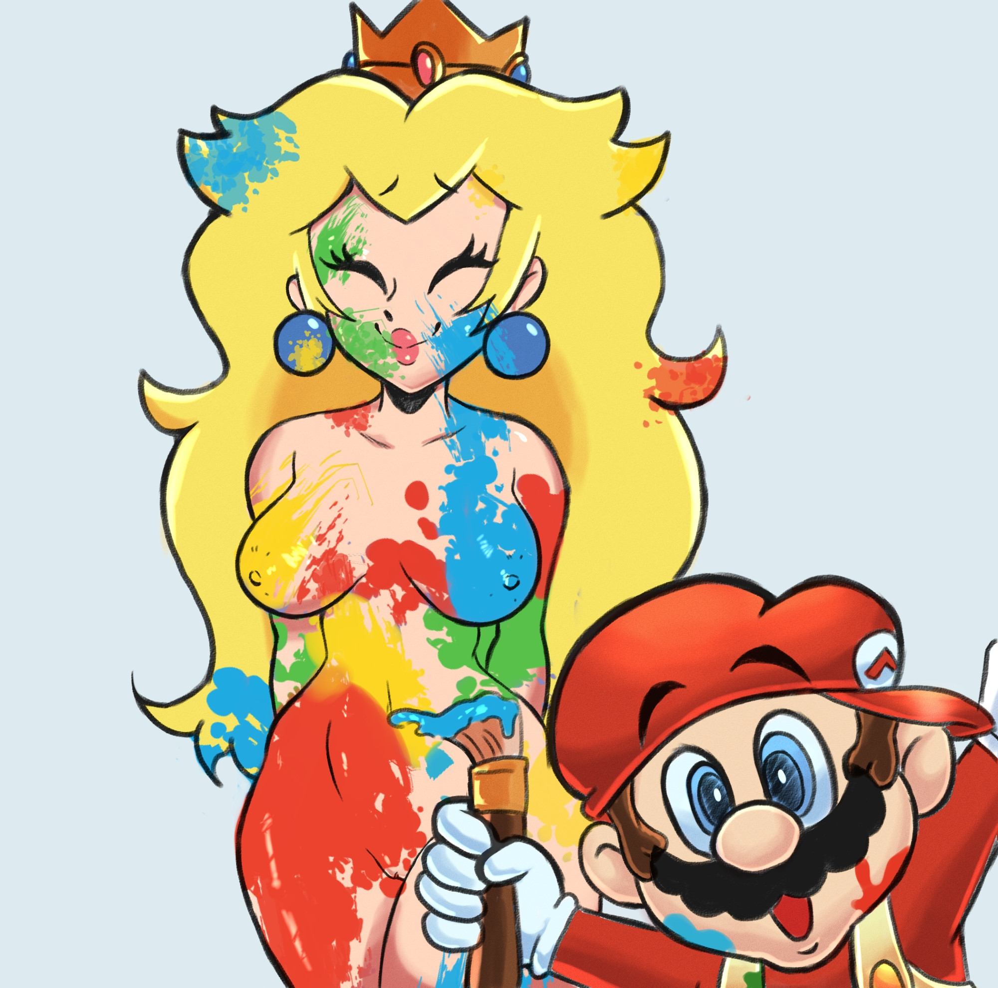 1girls, body paint, breasts, female, mario, mario (series), naked, naked woman, nude, paint, princess peach, princesskari, pussy, tagme, theprincesskari, wholesome