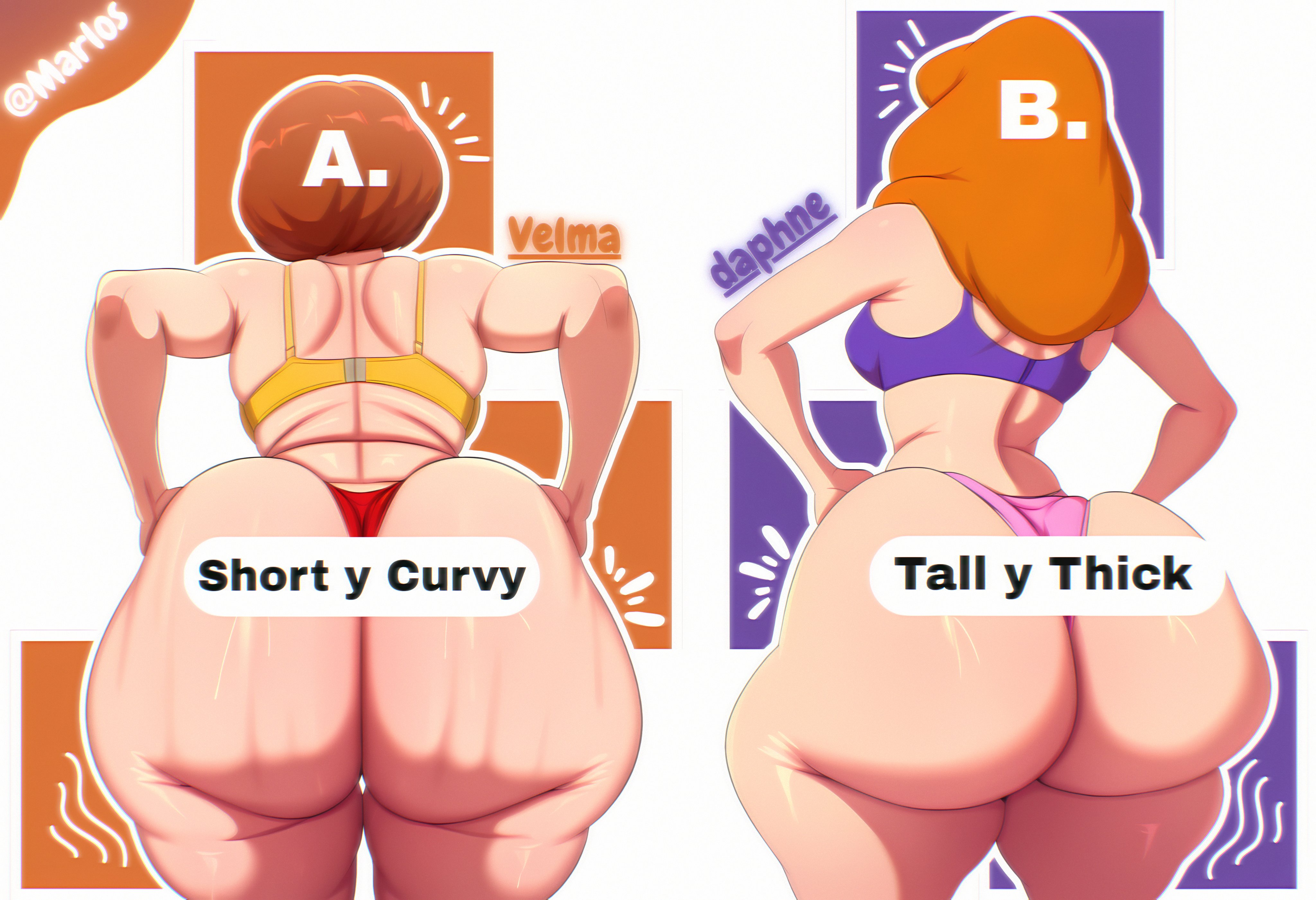2girls, ai, ai art, ai assisted, ai generated, ai-created, curvy, daphne blake, marlosart, scooby-doo, velma dinkley, voluptuous female