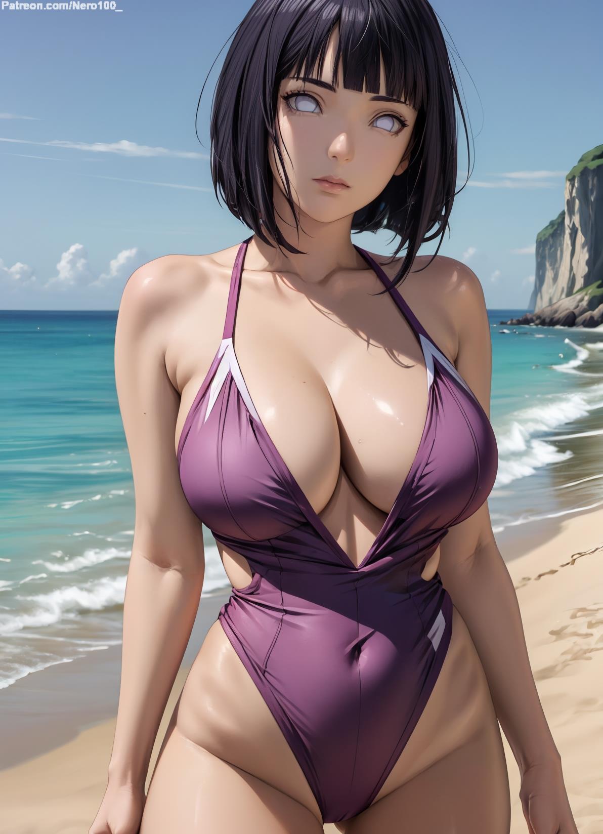 1girls 2d ai_generated athletic athletic_female bare_shoulders beach belly big_ass big_breasts black_hair bob_cut boruto:_naruto_next_generations chest cleavage curvy curvy_figure cute cute_face detailed eyelashes eyeshadow female female_only fit fit_female focus green_eyes grey_eyes high_quality huge_breasts hyuuga_hinata legs light-skinned_female light_skin lips lipstick looking_at_viewer makeup mascara mature medium_hair midriff naruto naruto_(series) naruto_shippuden navel nero100 one-piece_swimsuit outdoors pale-skinned_female pale_skin posing public sagging_breasts seductive seductive_look stable_diffusion swimsuit swimwear thick_ass thick_butt thick_thighs thighs wide_hips