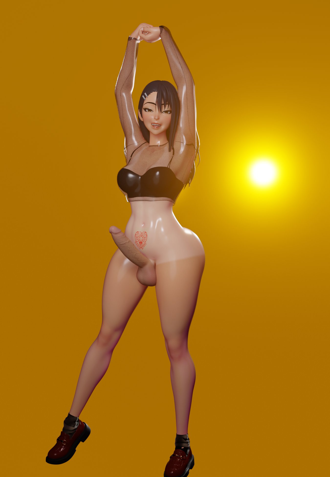 big_penis bleached bra_only doomfella futa_focus futa_only futanari hayase_nagatoro nagatoro_hayase qoh queen_of_hearts tanned_female tanned_futa tanned_girl