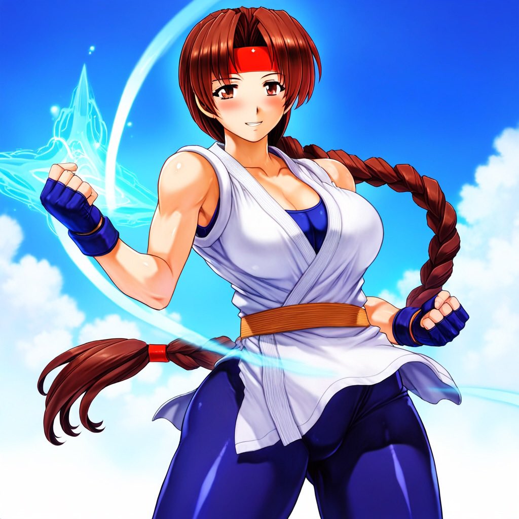 1girls big_breasts braid braided_ponytail breasts brown_eyes brown_hair busty female gloves headband king_of_fighters leggings light-skinned_female light_skin long_hair looking_at_viewer outdoors outside ponytail thick_thighs thighs tied_hair voluptuous voluptuous_female white_skin wide_hips yuri_sakazaki