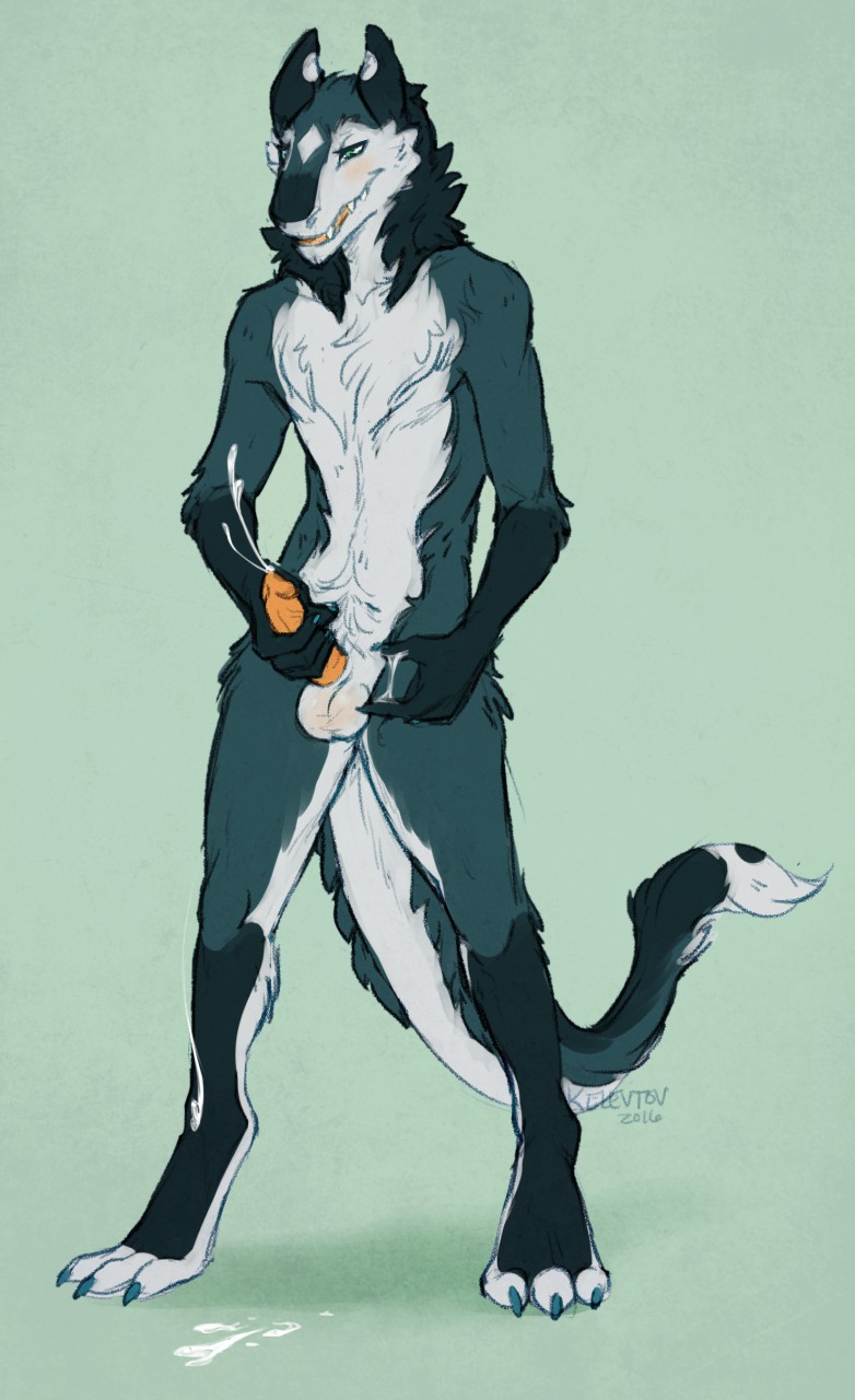 anthro cum furry kelevtov male male_only masturbation sergal solo somnus