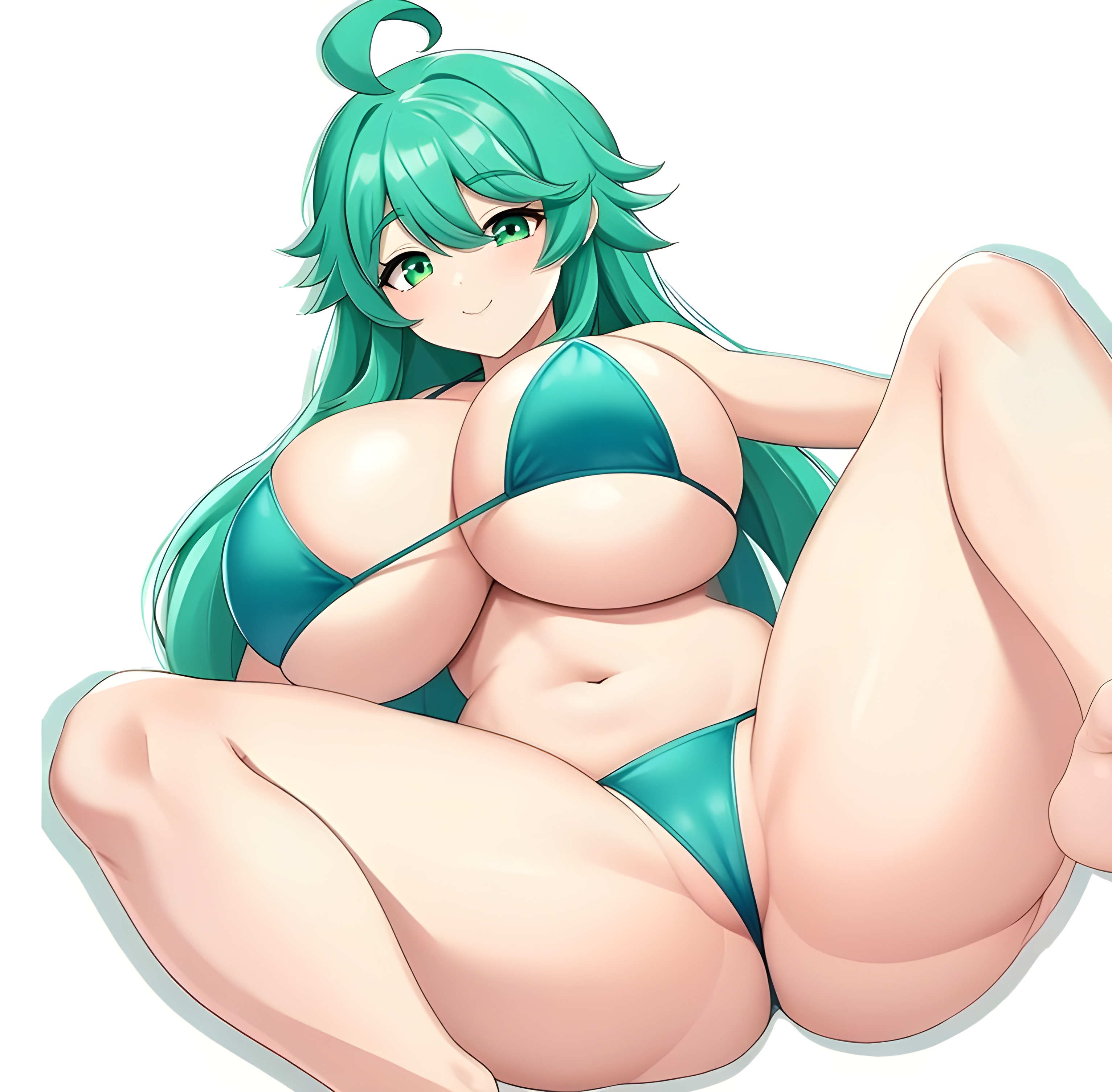 1girls, ai generated, barefoot, big ass, big breasts, big butt, bikini, blue green bikini, brasil louco, breasts, bubble ass, bubble butt, curvaceous, curvy, curvy body, curvy female, curvy figure, female, female focus, female only, full body, green eyes, green hair, huge breasts, long hair, looking at viewer, navel, rule 34, rule 34-tan, seducing, seducing viewer, seductive, seductive look, seductive pose, seductive smile, sexy, sexy body, sexy pose, simple background, solo, solo female, solo focus, tagme, voluptuous, voluptuous body, voluptuous female, white background