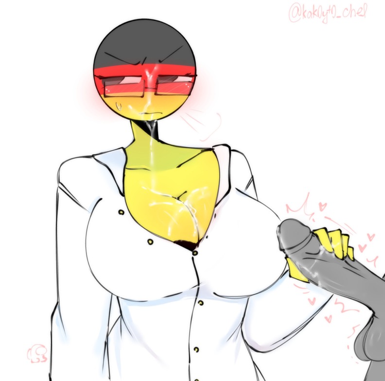 among_us_reference angry anonymous_male countryhumans countryhumans_girl cum_on_breasts cum_on_face ejaculation germany_(countryhumans) glasses handjob kak0yt0_chel penis tagme