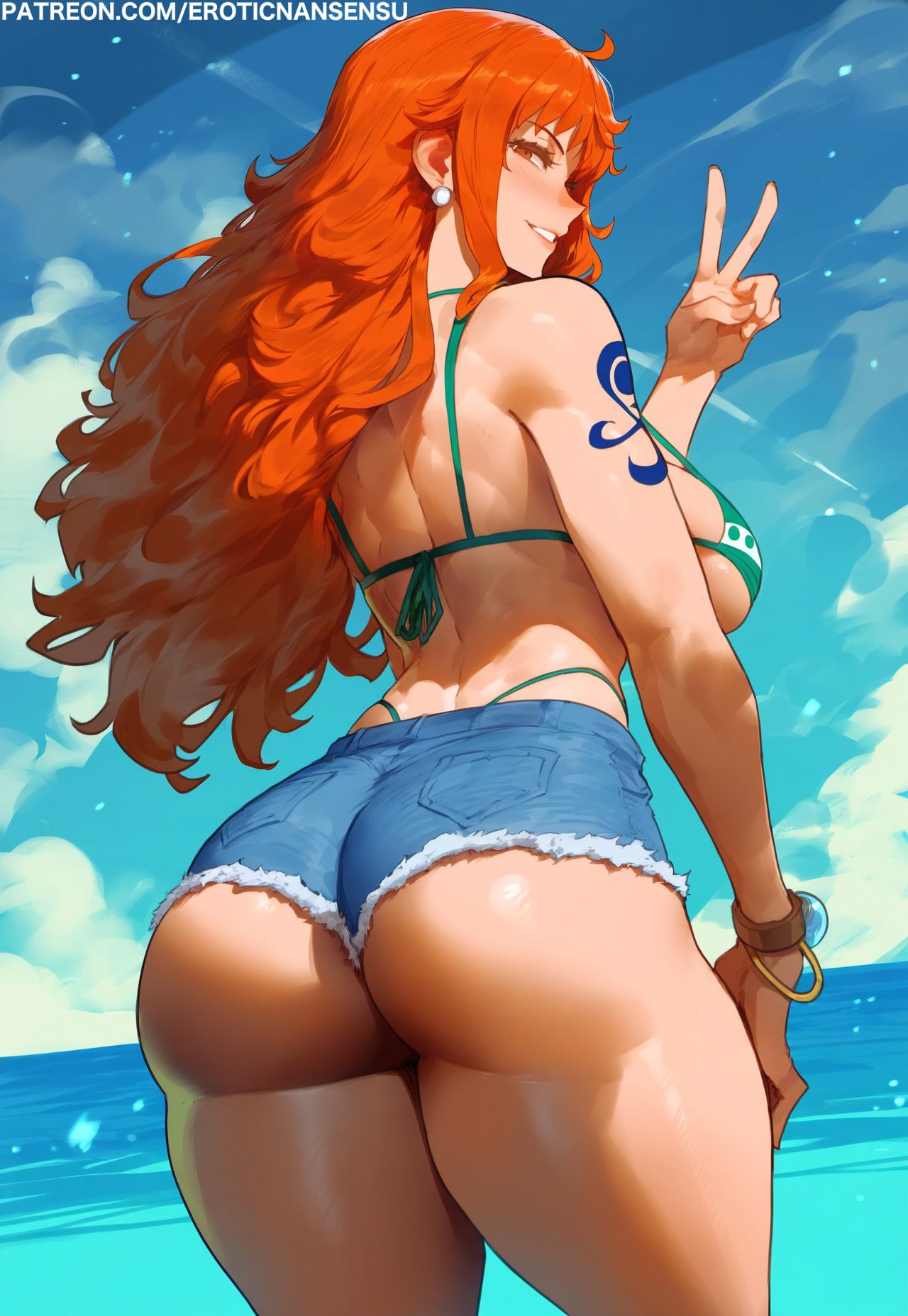 2024 2d ai_assisted artist_name erotic_nansensu female female_only nami_(one_piece) one_piece patreon_username watermark wip