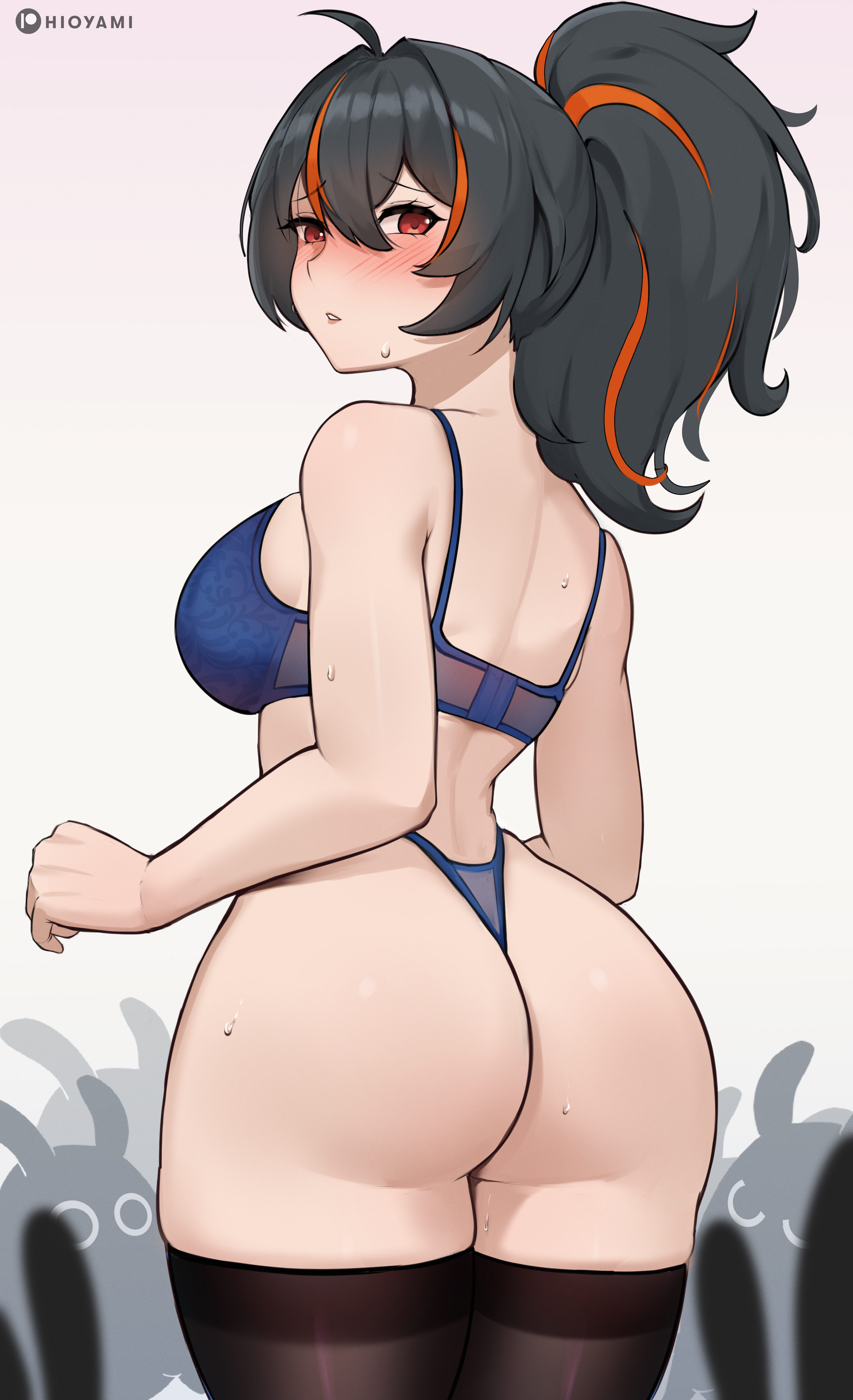 1girls, absurd res, ass, ass focus, big ass, big breasts, blush, blushing at viewer, breasts, female, female focus, female only, hi res, highres, hioyami, hourglass figure, huge breasts, light skin, light-skinned female, long hair, looking at viewer, round ass, slim waist, solo, solo female, solo focus, thick thighs, thighs, wide hips, zenless zone zero, zhu yuan