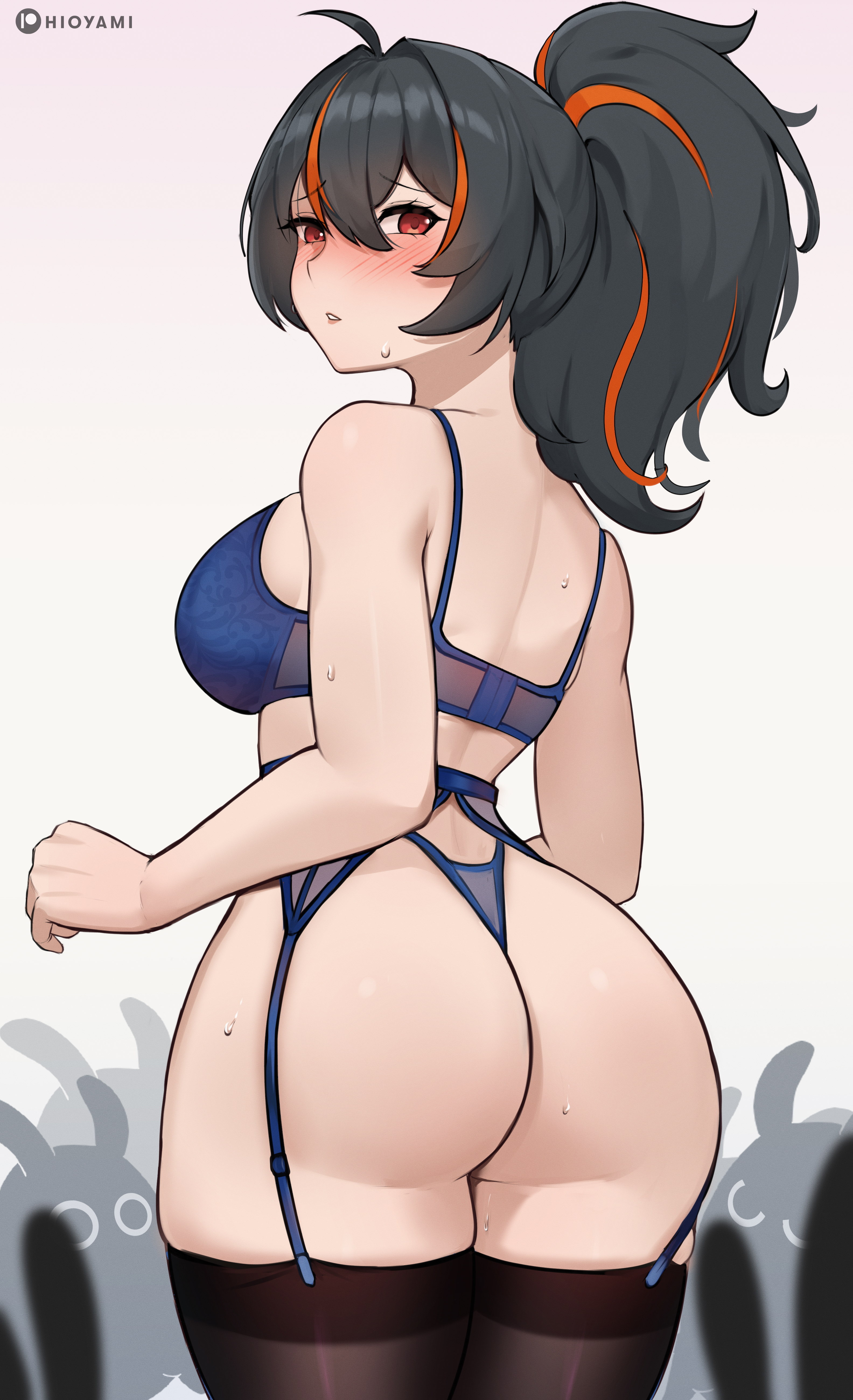 1girls, absurd res, ass, ass focus, big ass, big breasts, blush, blushing at viewer, breasts, female, female focus, female only, hi res, highres, hioyami, hourglass figure, huge breasts, light skin, light-skinned female, long hair, looking at viewer, round ass, slim waist, solo, solo female, solo focus, thick thighs, thighs, wide hips, zenless zone zero, zhu yuan