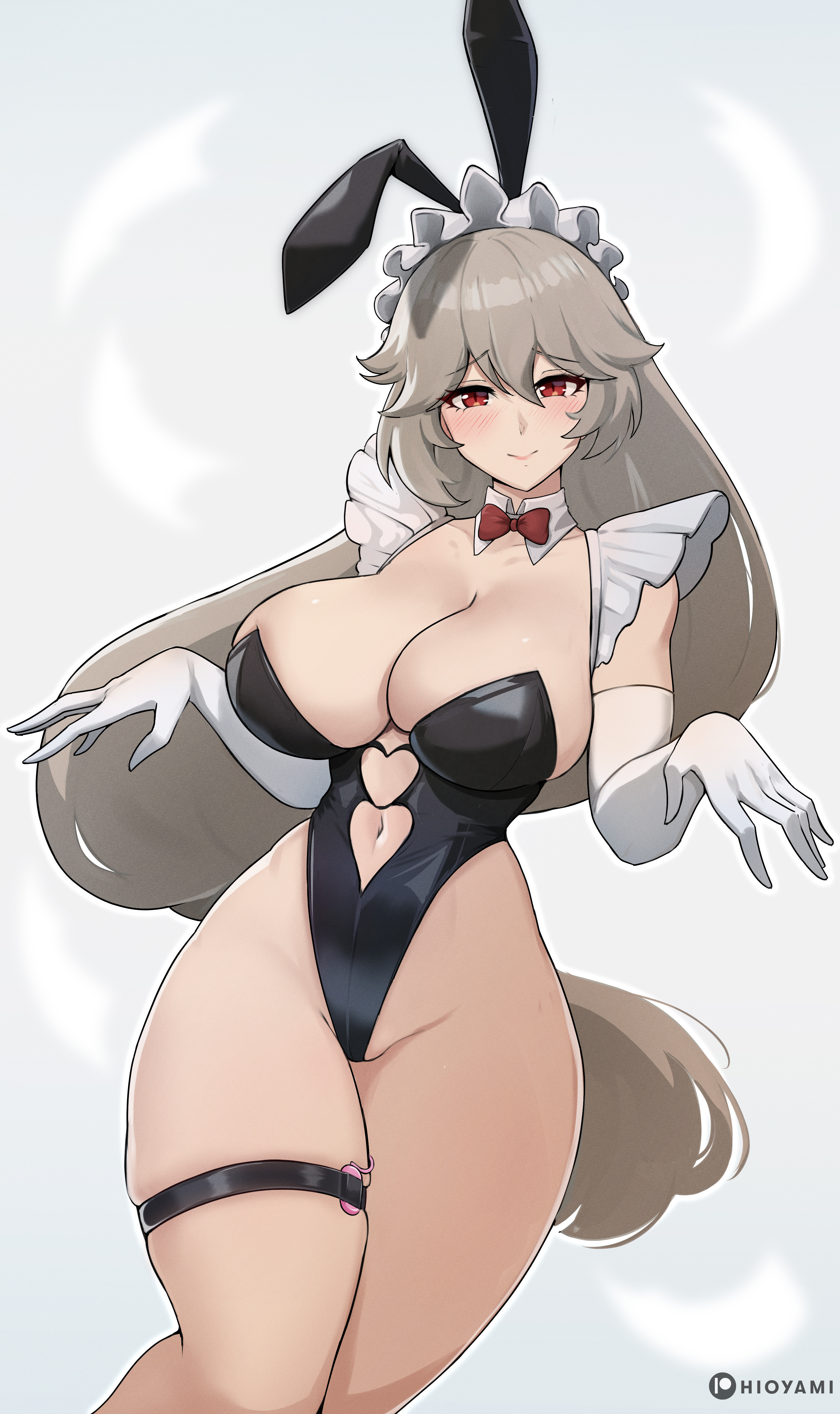 1girls, absurd res, alexandrina sebastiane, big breasts, blush, blushing at viewer, breasts, female, female focus, female only, hi res, highres, hioyami, hourglass figure, huge breasts, large breasts, light skin, light-skinned female, long hair, looking at viewer, playboy bunny, slim waist, solo, solo female, solo focus, thick thighs, thighs, very long hair, victoria housekeeping, wide hips, zenless zone zero