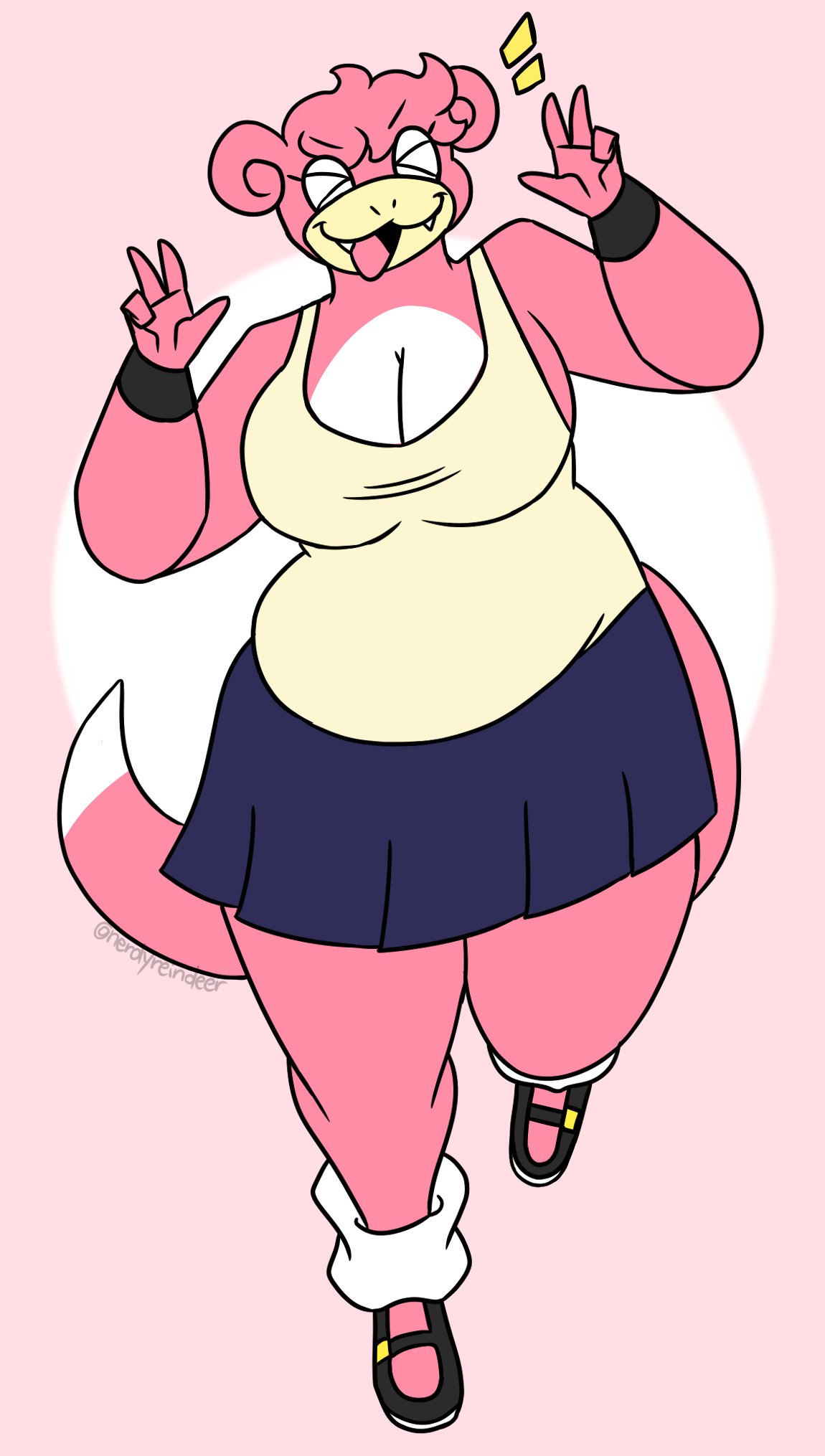 anthro_pokemon big_breasts breasts chubby cleavage fan_character female huge_breasts nerdyreindeer nintendo not_porn pokemon pokemon_(species) sfw slowpoke tagme thick_thighs wide_hips