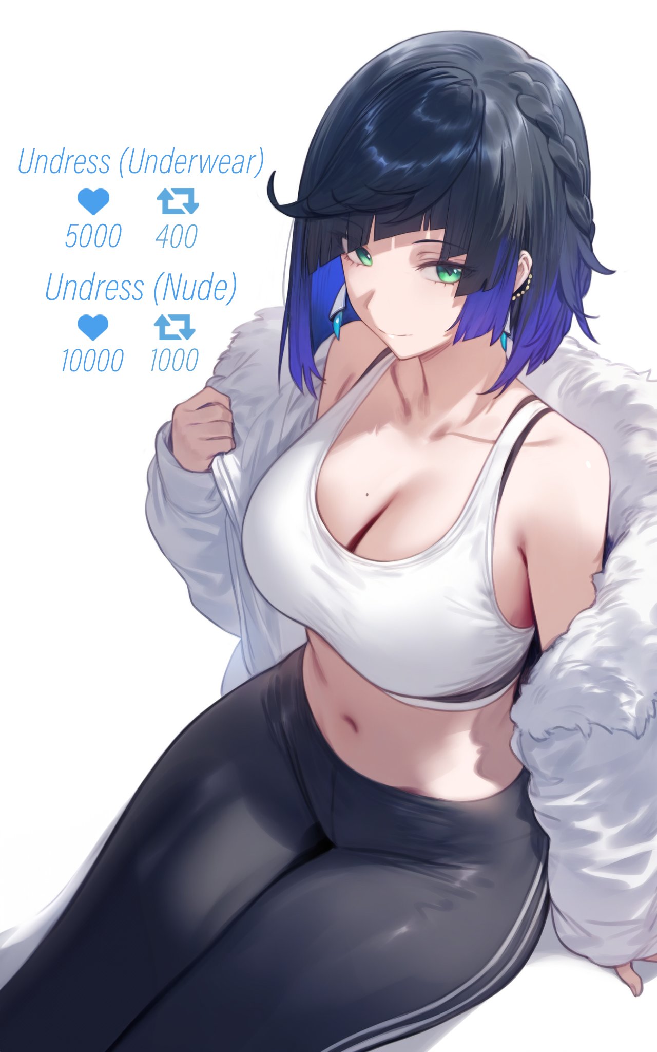 ai_generated breasts female genshin_impact large_breasts legs medium_hair short_hair solo yelan_(genshin_impact)