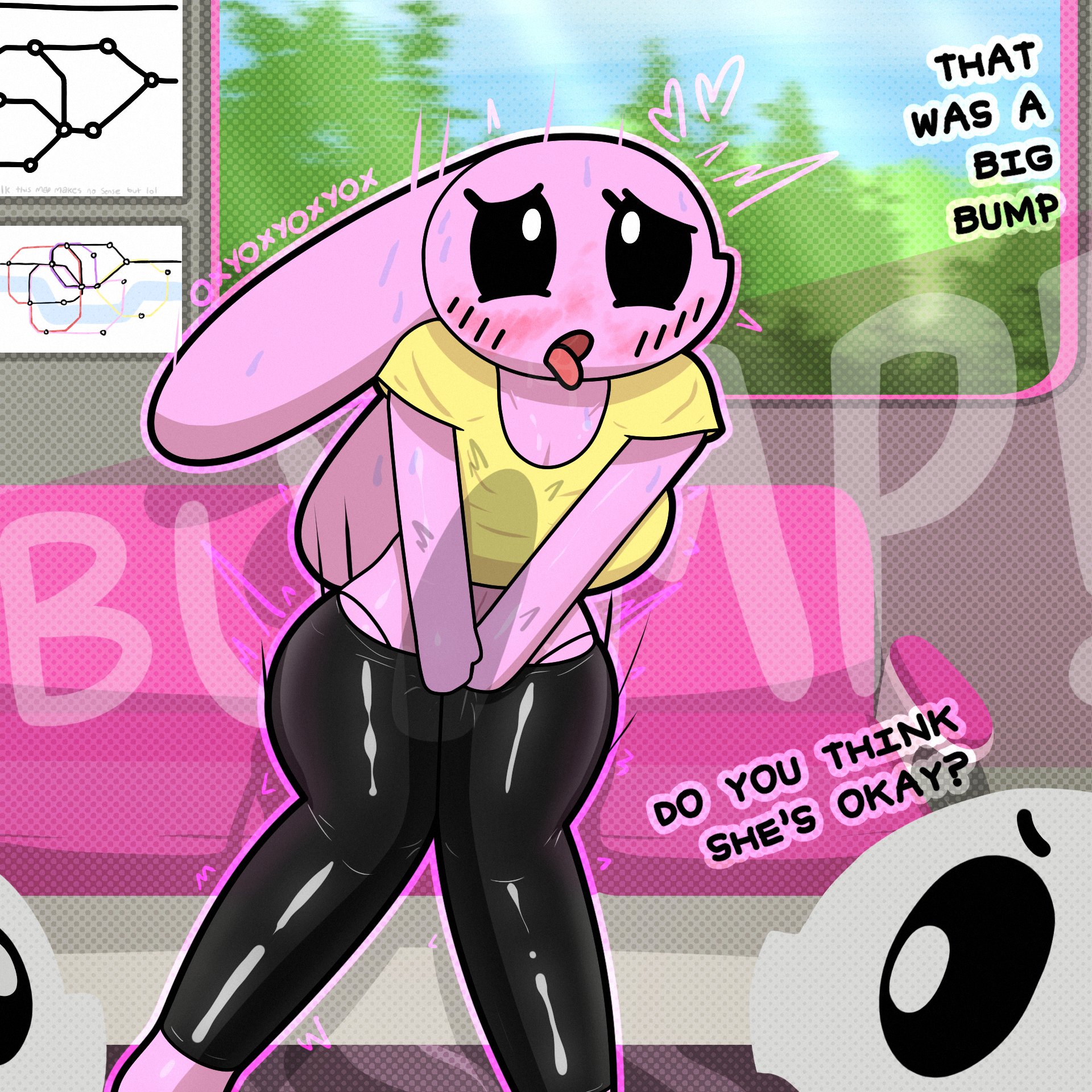 ahe gao, anal plug, anthro, bus, buttplug, exhibitionism, female, female focus, holding back orgasm, marshmallow (oxyoxyoxyox), oxyoxyoxyox, public, resisting orgasm, sex toy, stealth masturbation, tongue, tongue out, trying not to cum