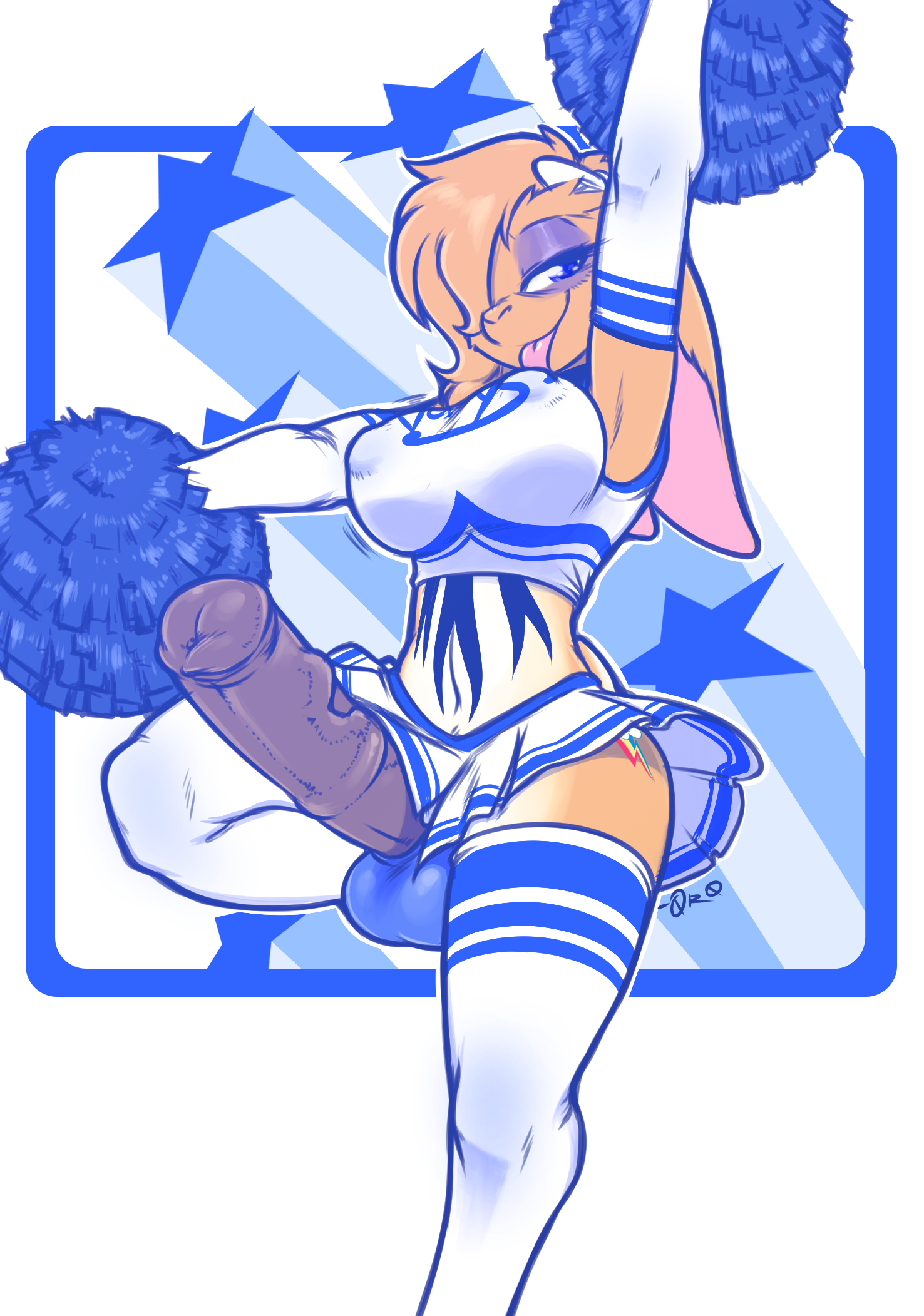 0r0, 0r0ch1, 1futa, 2014, animal genitalia, animal penis, anthro, balls, balls in panties, blue eyes, breasts, bunny ears, cheerleader, cleavage, clothing, curvy, cutie mark, equine penis, erect nipples, erection, erection under clothes, erection under skirt, eyeshadow, friendship is magic, furry, futa only, futanari, hair, hair over eye, half-closed eyes, hi res, horsecock, huge balls, hybrid, hyper, hyper penis, intersex, lagomorph, laquine, large breasts, looking at viewer, mammal, my little pony, nipple bulge, nipples, panties, panty bulge, penis, penis out, penis under clothes, penis under skirt, pom poms, rabbit, rainbow dash (mlp), rule 63, skirt, skirt lift, solo, straight hair, tongue, tongue out