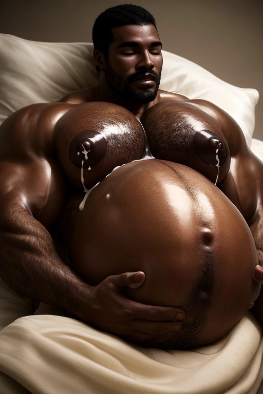 big_breasts big_chest black_hair dark-skinned_male gushing_milk hand_on_belly huge_breasts huge_chest lactating lactation leaking_milk male male_lactation male_only male_pregnancy pregnancy pregnant pregnant_male thegayfable