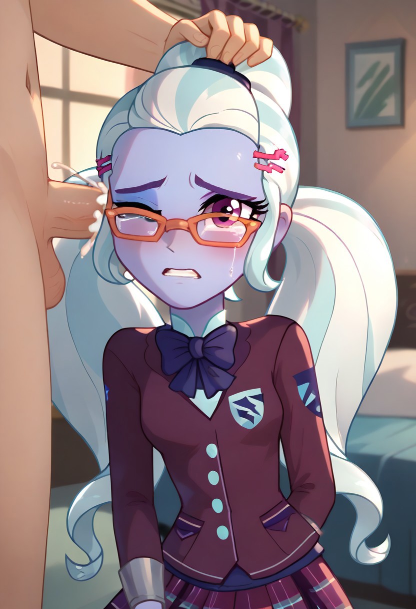 ai_generated blinking blush crying crystal_prep_academy_student cum ear_fuck ear_penetration ear_sex embarrassed equestria_girls female friendship_games girl glasses hasbro looking_at_viewer my_little_pony nw_th school_uniform sex sugarcoat teeth twintails twintails