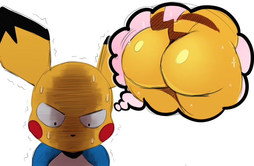 angry, angry face, anthro, ass, big ass, big booty pikachu, big butt, furry, male, male only, male shortstack, nintendo, pichu, pikachu, pokemon, shortstack, sssonic2, yellow body, yellow skin