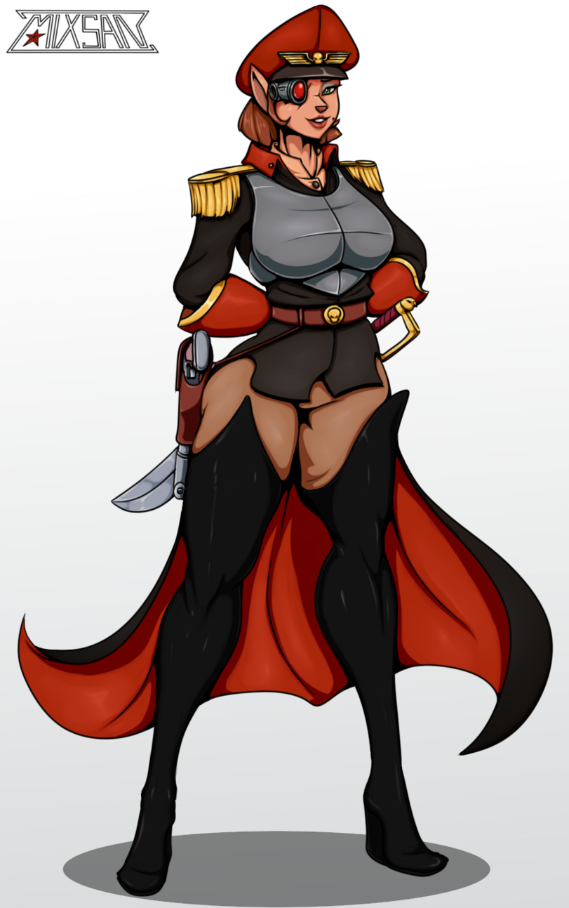 1girls alternate_version_available astra_militarum big_breasts captain_amelia commissar crossover female imperial_guard imperial_officer mixsan romman08 treasure_planet warhammer_(franchise) warhammer_40k