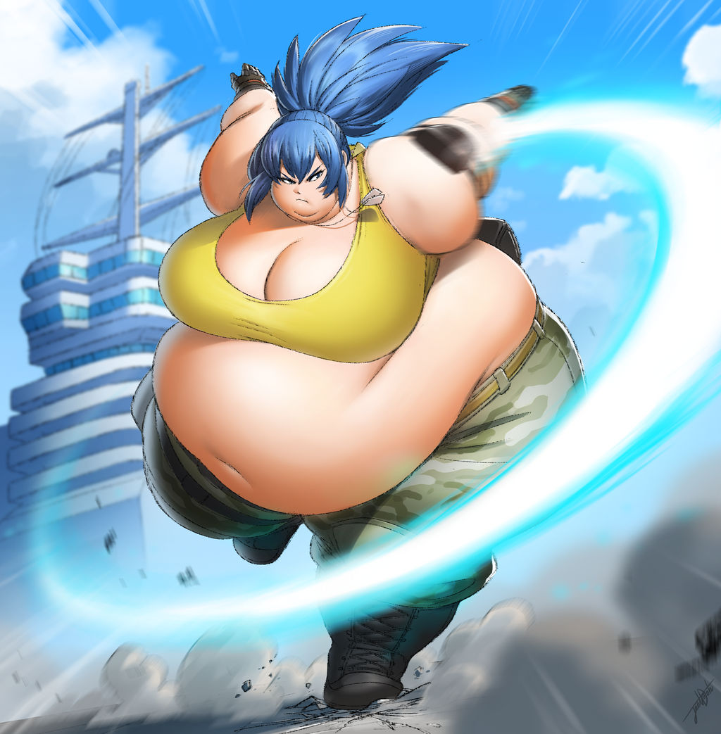 bbw belly breasts fat jeetdoh king_of_fighters kof leona_heidern morbidly_obese ssbbw tagme