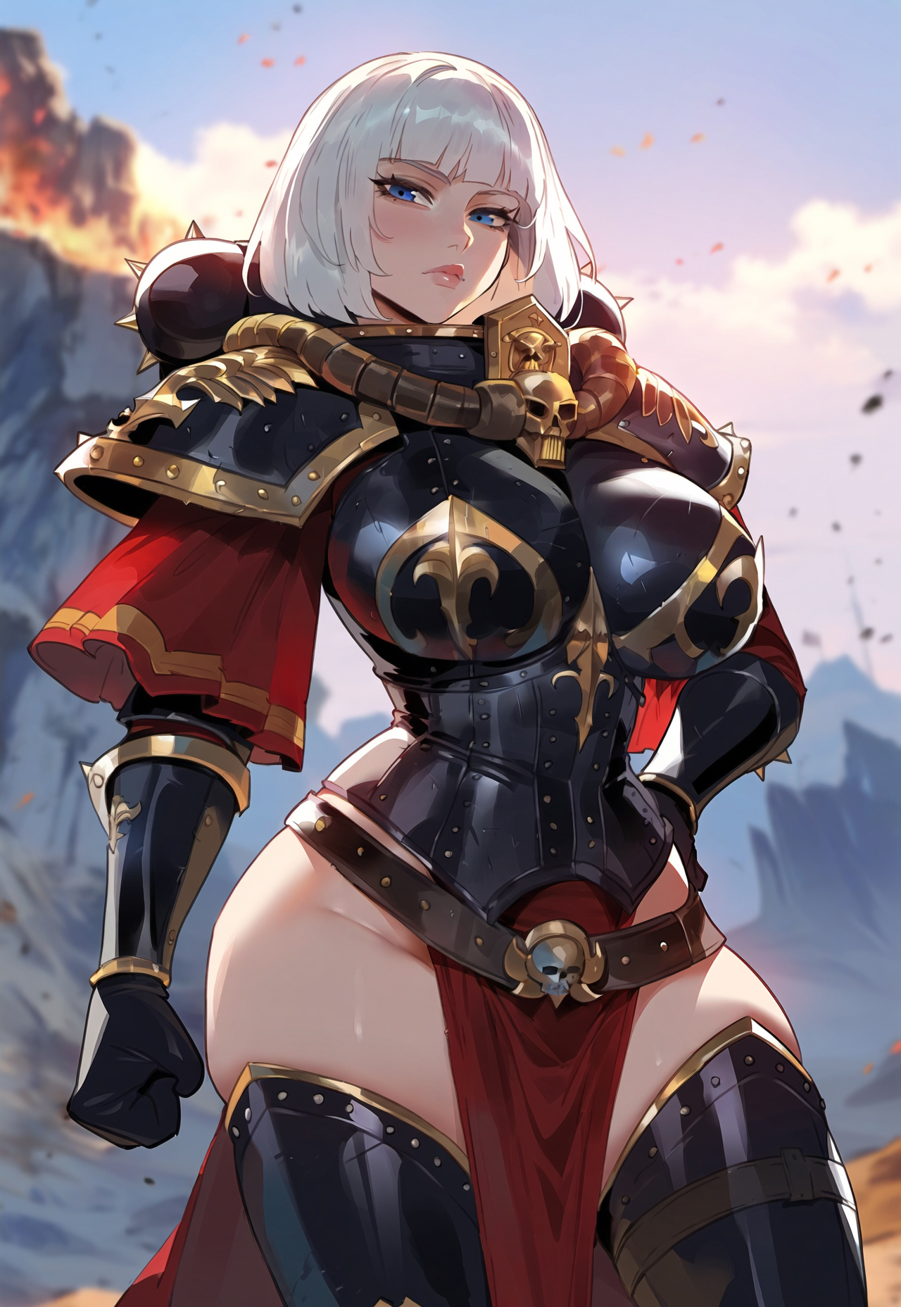 1girls, adepta sororitas, ai generated, female, imperium of man, sister of battle, warhammer (franchise), warhammer 40k, white hair