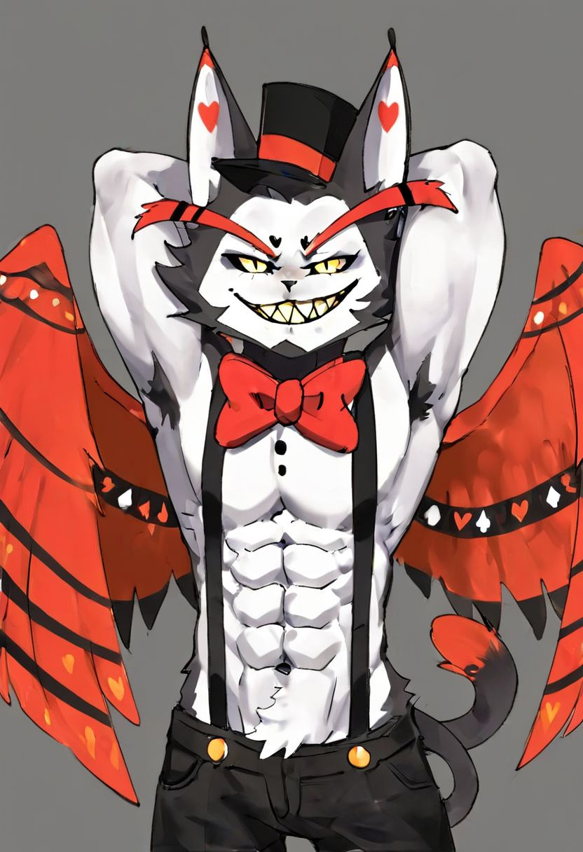 ai_generated catboy demon domestic_cat felid feline hazbin_hotel humanoid husk_(hazbin_hotel) male_only