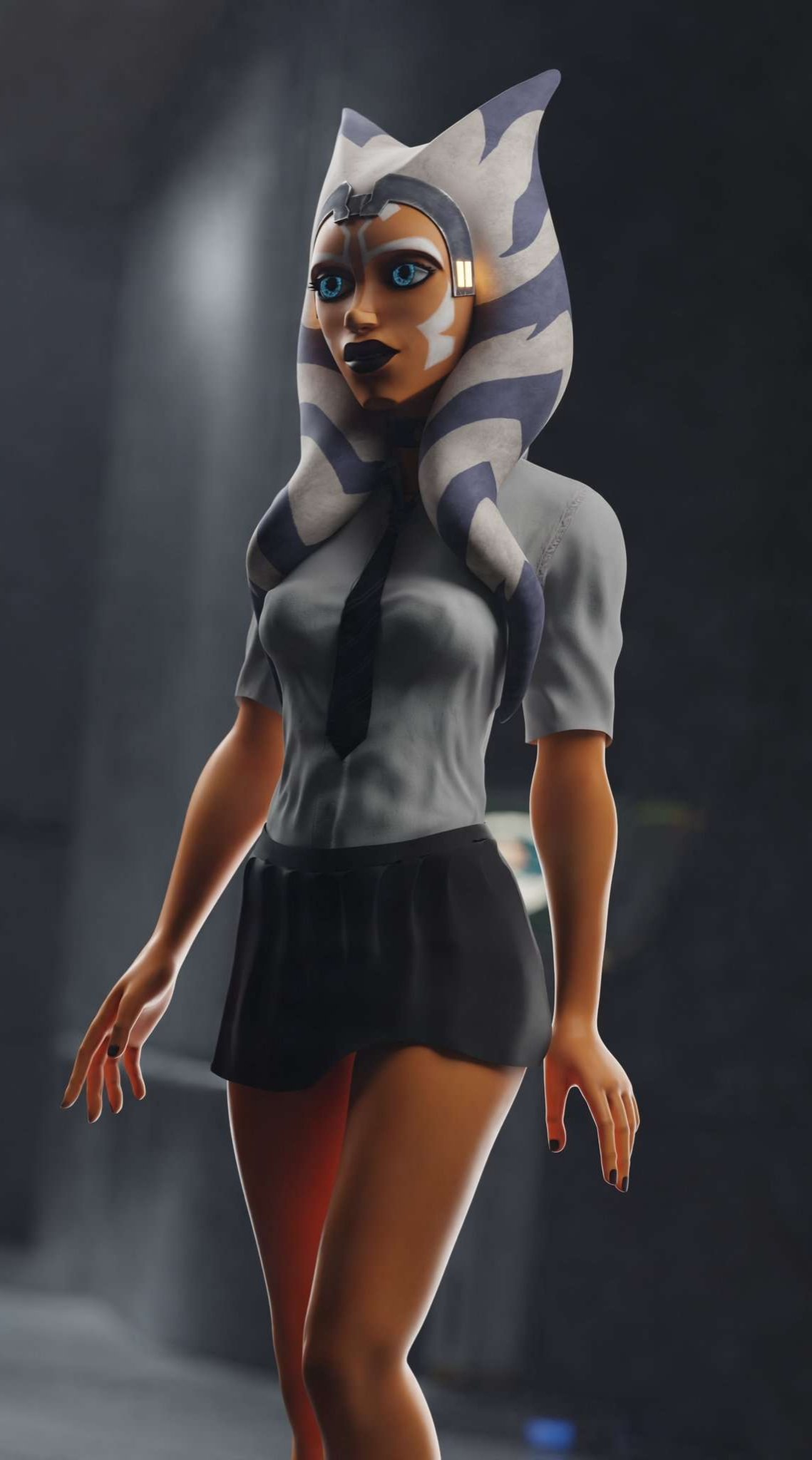 1girls 2024 3d 3d_(artwork) ahsoka_tano airress3d_(3d-modeller) athletic athletic_female blender blue_eyes breasts casual casual_clothes clone_wars face_markings facial_markings female female_focus female_only hi_res highres lekku lekku_(anatomy) looking_at_viewer lucasfilm lydaz medium_breasts orange_body orange_skin petite petite_body petite_female pose posing presenting school_uniform schoolgirl_uniform shirt simple_background skirt solo solo_focus standing star_wars stripper_pole the_clone_wars:_season_seven togruta watermark