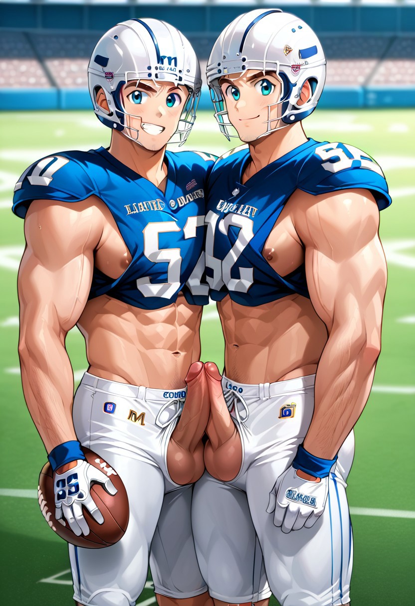 2boys 2males ai_generated american_football balls cock commentary_request dick football football_(american) football_helmet frottage gloves green_eyes helmet looking_at_viewer male_only muscular muscular_male nfl p0k3cock pecs penis penis_frottage shoulder_pads smile tagme teenager testicles torso touching_penis