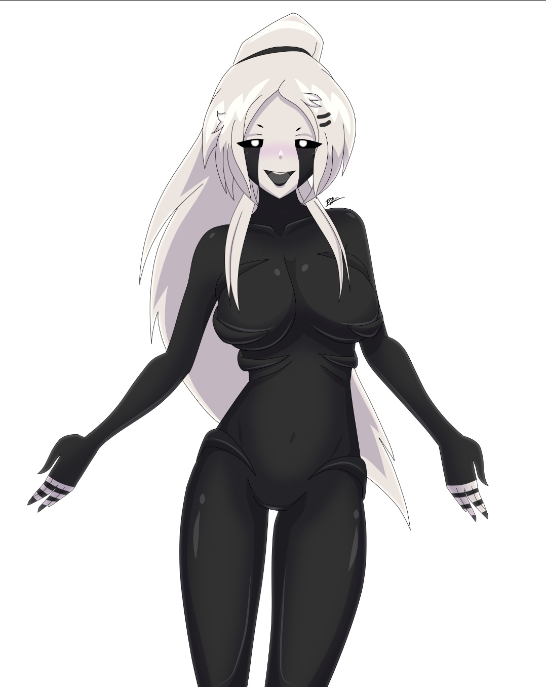 1girls, breasts, female, female only, five nights at freddy's, five nights at freddy's 4, five nights in anime, fnia, marionette (fnaf), nightmarionne, puppet (fnaf), puppet (fnia), rule 63, smiling at viewer, smug, solo, tagme, thick thighs, thighs, white hair, white pupils