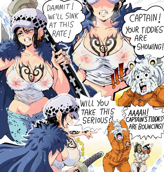 artist request, bepo, bepo (one piece), female, female only, low res, one piece, penguin (one piece), rule 63, shachi (one piece), source request, tagme, trafalgar law, trafalgar law (female)