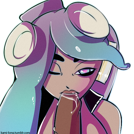 breasts dark-skinned_male dark_skin fellatio female kamilong marina_(splatoon) nintendo octoling oral splatoon splatoon_2 tentacle_hair whitewashed