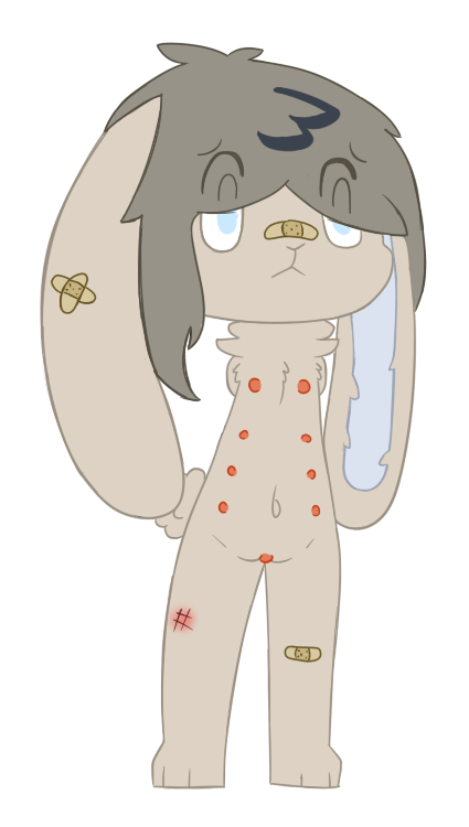 amputee anthro band-aid bandage dot_(piebunny) female lagomorph mammal multi_nipple nipples piebunny pussy rabbit scratch