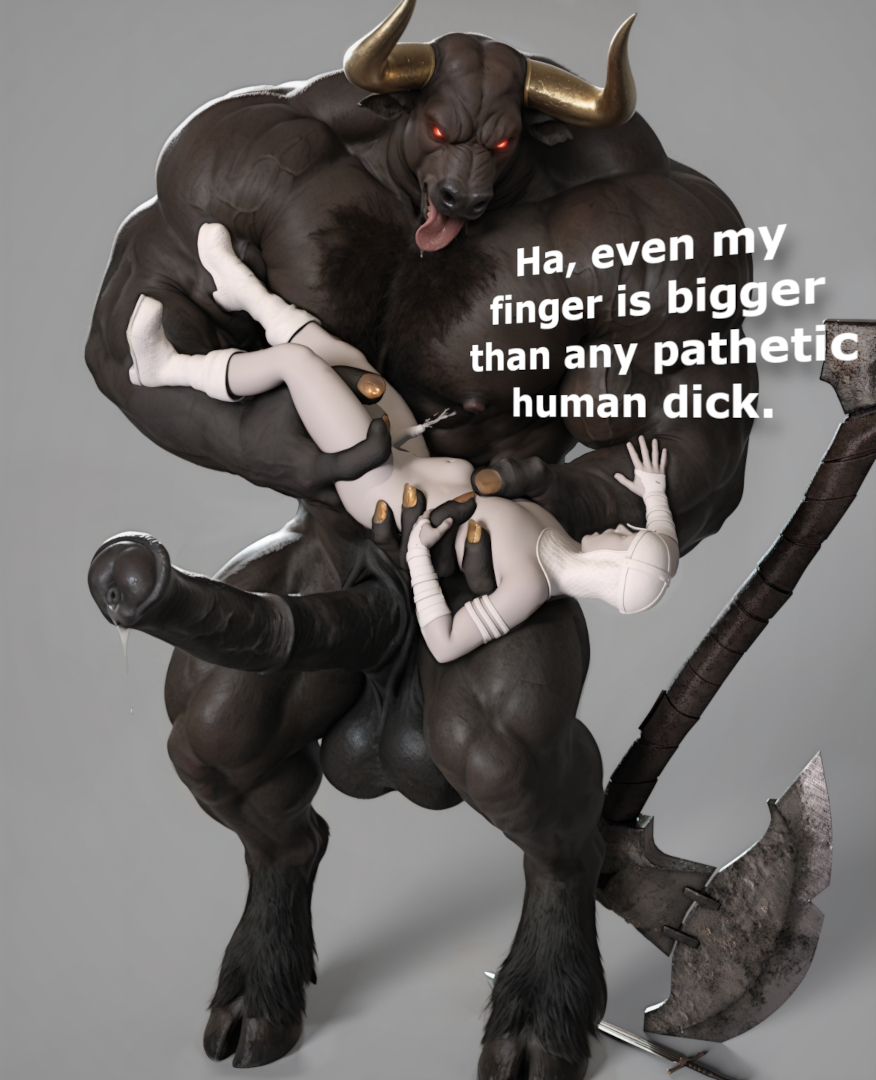 3d, 3d (artwork), anal, anal fingering, anal insertion, anonymous male, anthro, anthro on human, anthro on male, bad end, before rape, before sex, bottom cums first, bovid, bulge, bull, chest, chest hair, chest tuft, cum, cumming while penetrated, cumshot, dripping precum, english text, equine penis, erection, fingering, forced, forced orgasm, gay, glowing eyes, hdregrets, hooves, horns, horsecock, huge cock, large balls, large penis, large testicles, male only, minotaur, monster, muscular, muscular anthro, muscular male, orgasm, orgasm from anal, pecs, penis size difference, precum, size difference, small penis, small penis humiliation, stomach bulge, testicles, text, tongue, tongue out, yaoi