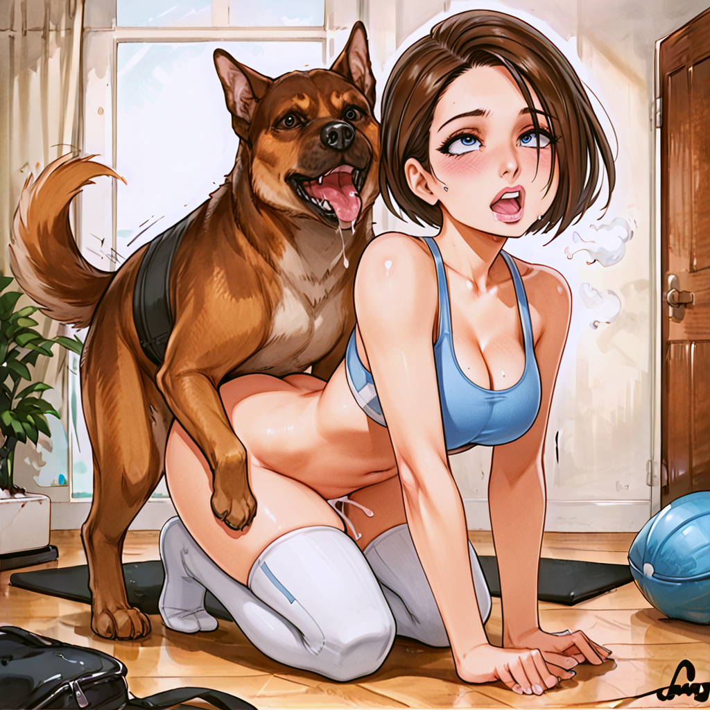 1dog 1girls ai_generated jill_valentine lazor tagme zoophilia