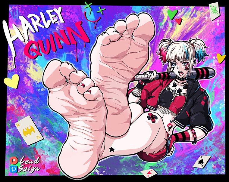 1girl clothed_female colored_sketch crossed_legs dc dcau female female_focus female_only foot_fetish foot_focus hand_on_hip harley_quinn harley_quinn_(suicide_squad_isekai) lewdsaiga looking_at_viewer pale-skinned_female soles soles_female suicide_squad suicide_squad_isekai toes toes_scrunch white_skinned_female wrinkled_soles