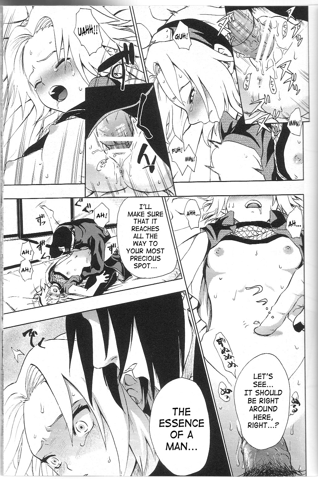 akatsuki akatsuki_(naruto) areolae balls bondage breasts comic dialogue doujinshi english_text female headband human koala_machine kuroageha male missionary naruto naruto_shippuden ninja nipples open_mouth penetration penis pussy pussy_juice sakura_haruno saliva sex spread_legs tears text uchiha_itachi vaginal_penetration x-ray