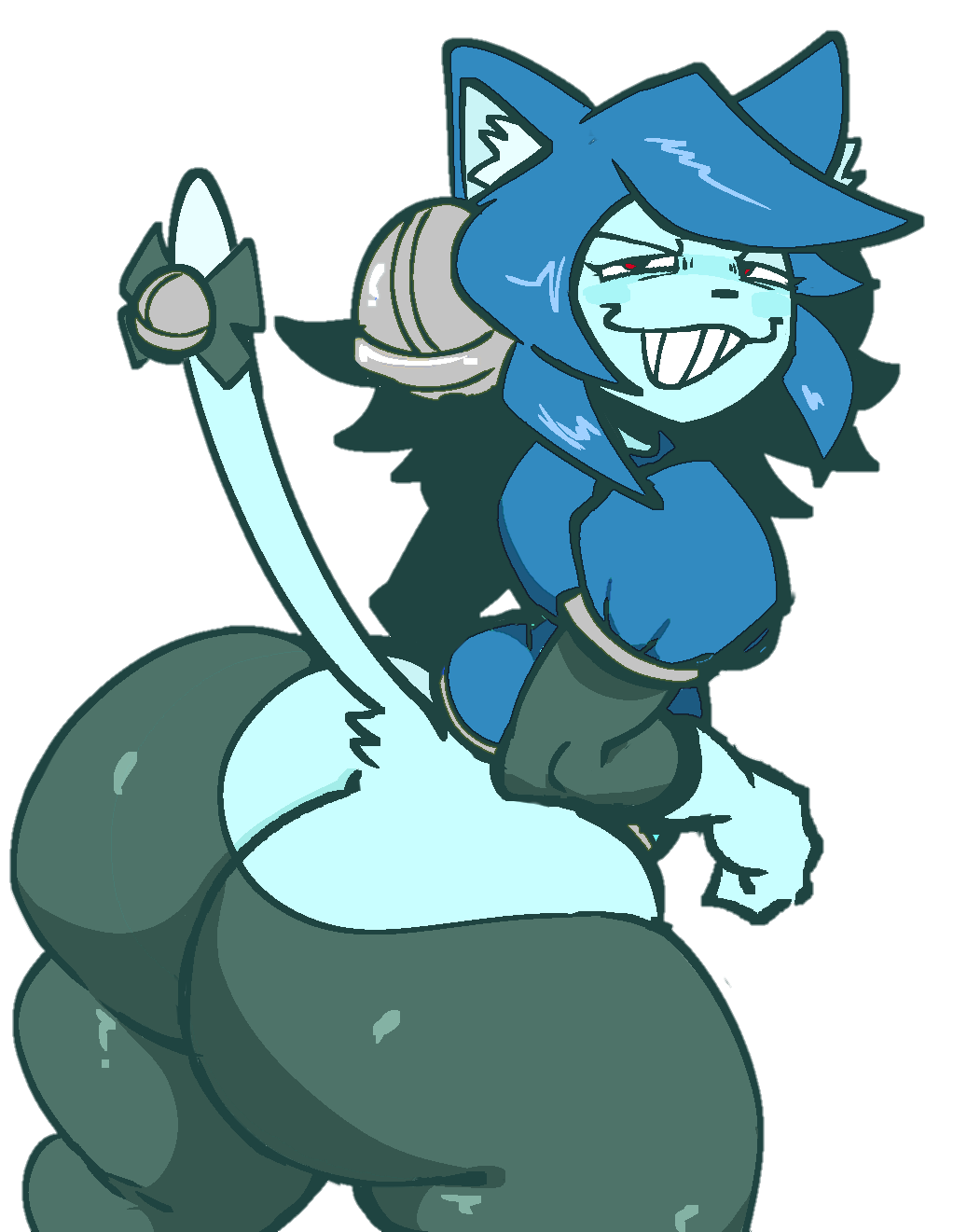 1girls, ass, big, blue body, blue hair, blue mad mew mew, catgirl, edit, female, mad mew mew, nanodude78, undertale