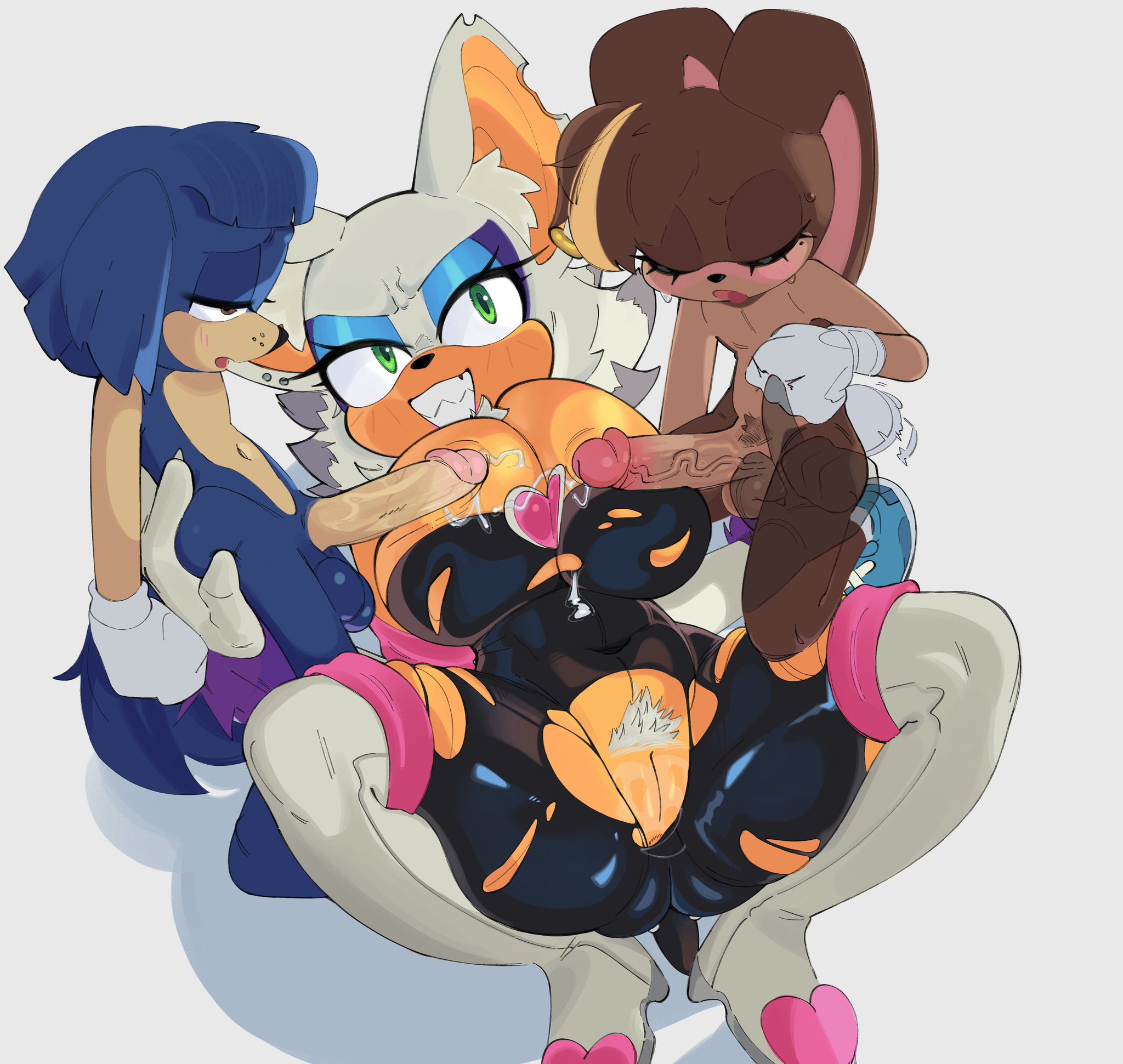 1girls, 2boys, 2boys1girl, anthro, anthro female, breasts, cum, cum on breasts, female, female anthro, femdom, furry, furry female, green eyes, magnetstuff, male, mobian (species), prostate stimulation, pubic hair, ripped clothing, rouge the bat, rouge the werebat, snu-snu, sonic (series), sonic the hedgehog (series), torn clothes, werecreature, white fur